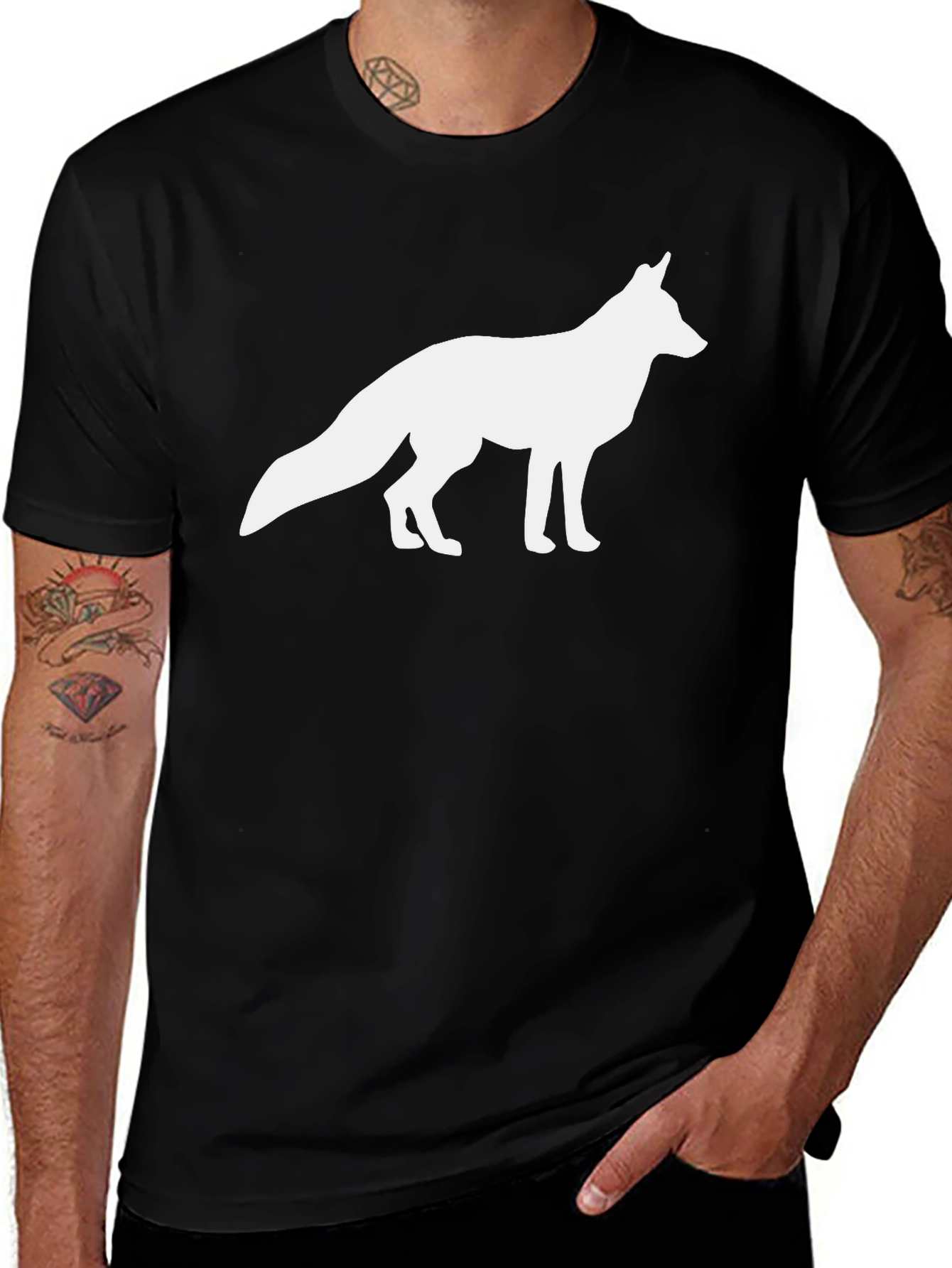 Fox Silhouette Graphic Tee - Black Cotton T-Shirt