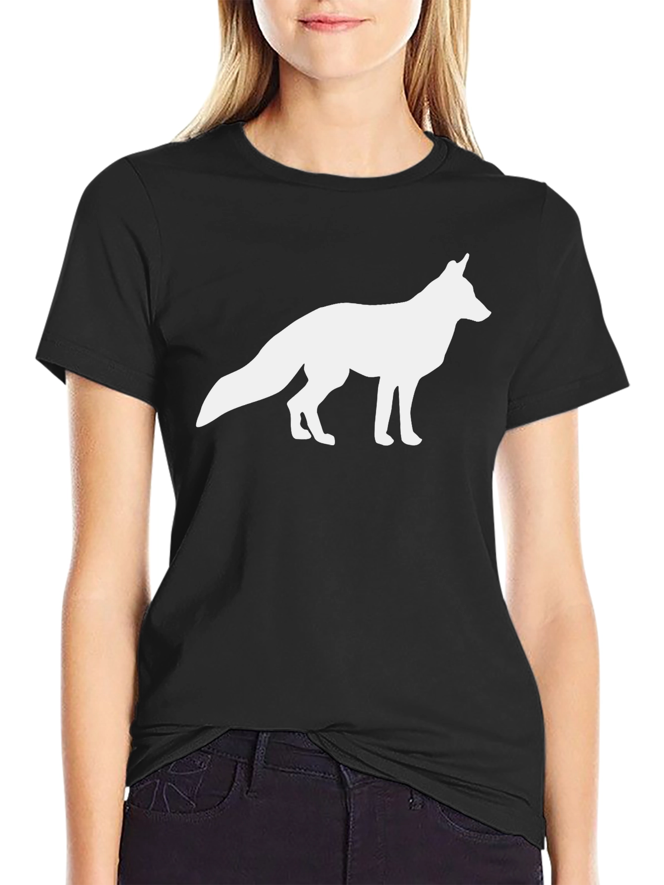 Fox Silhouette Graphic Tee - Black Cotton T-Shirt