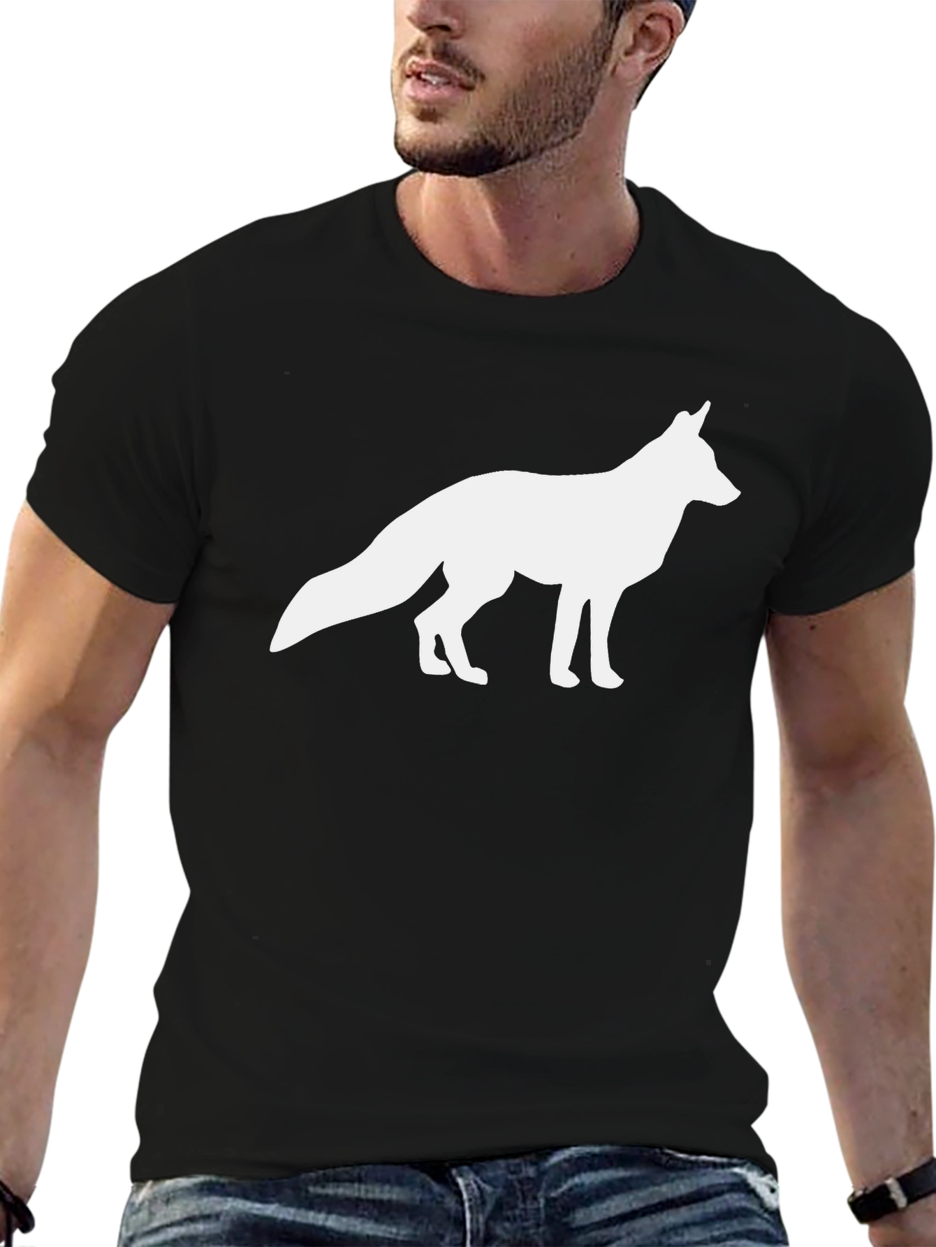 Fox Silhouette Graphic Tee - Black Cotton T-Shirt