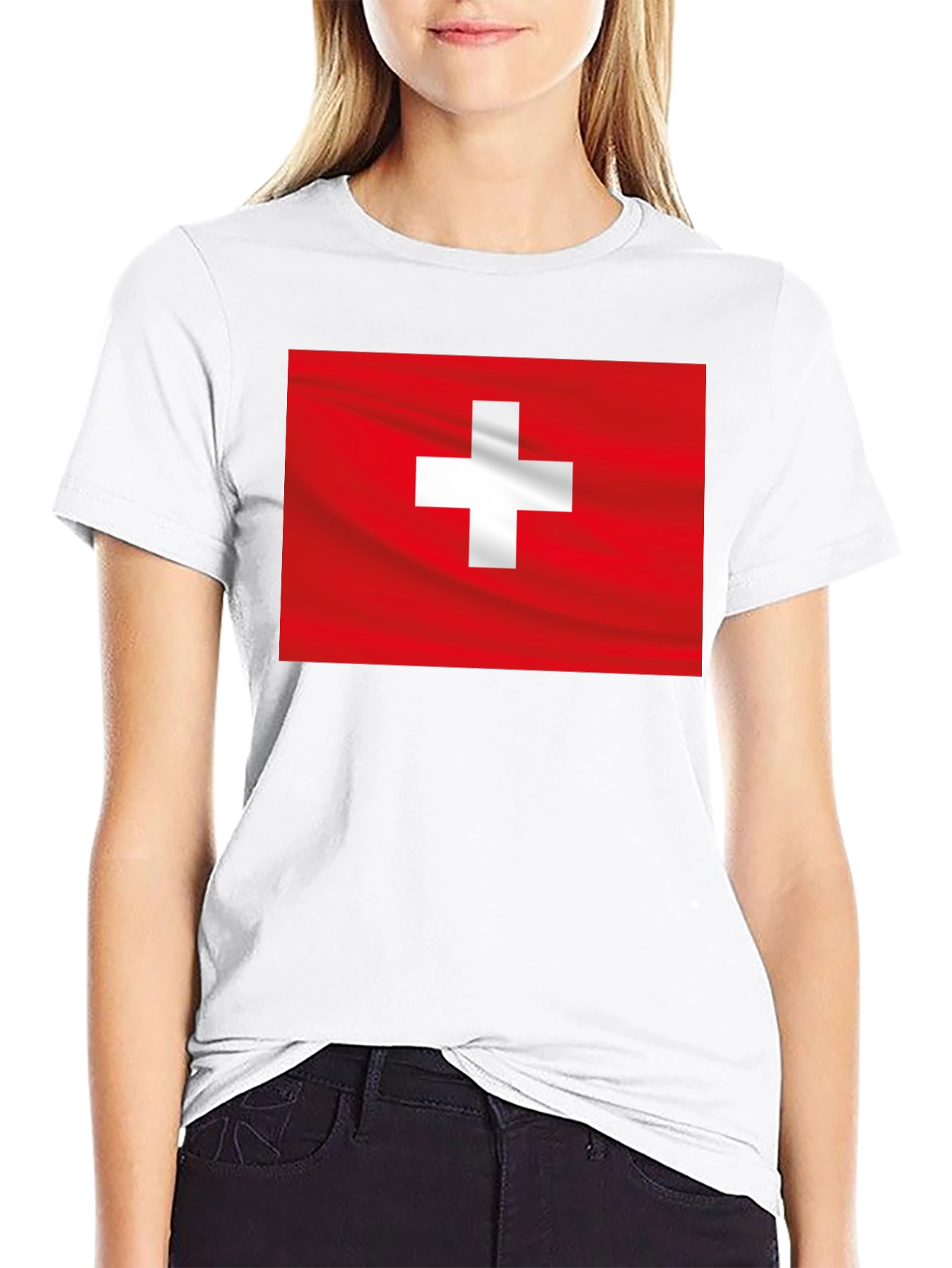 Swiss Flag Graphic Black T-Shirt