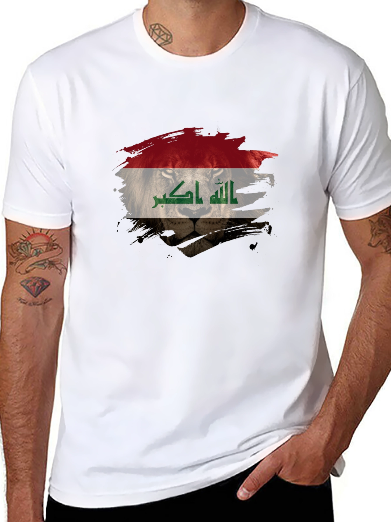Iraqi Flag Lion Black T-Shirt