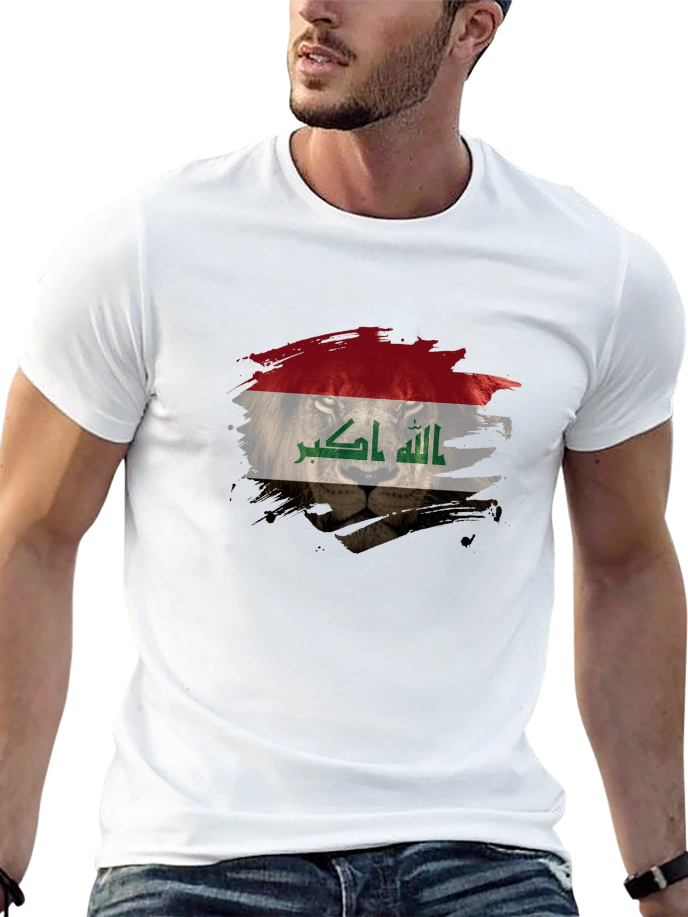 Iraqi Flag Lion Black T-Shirt