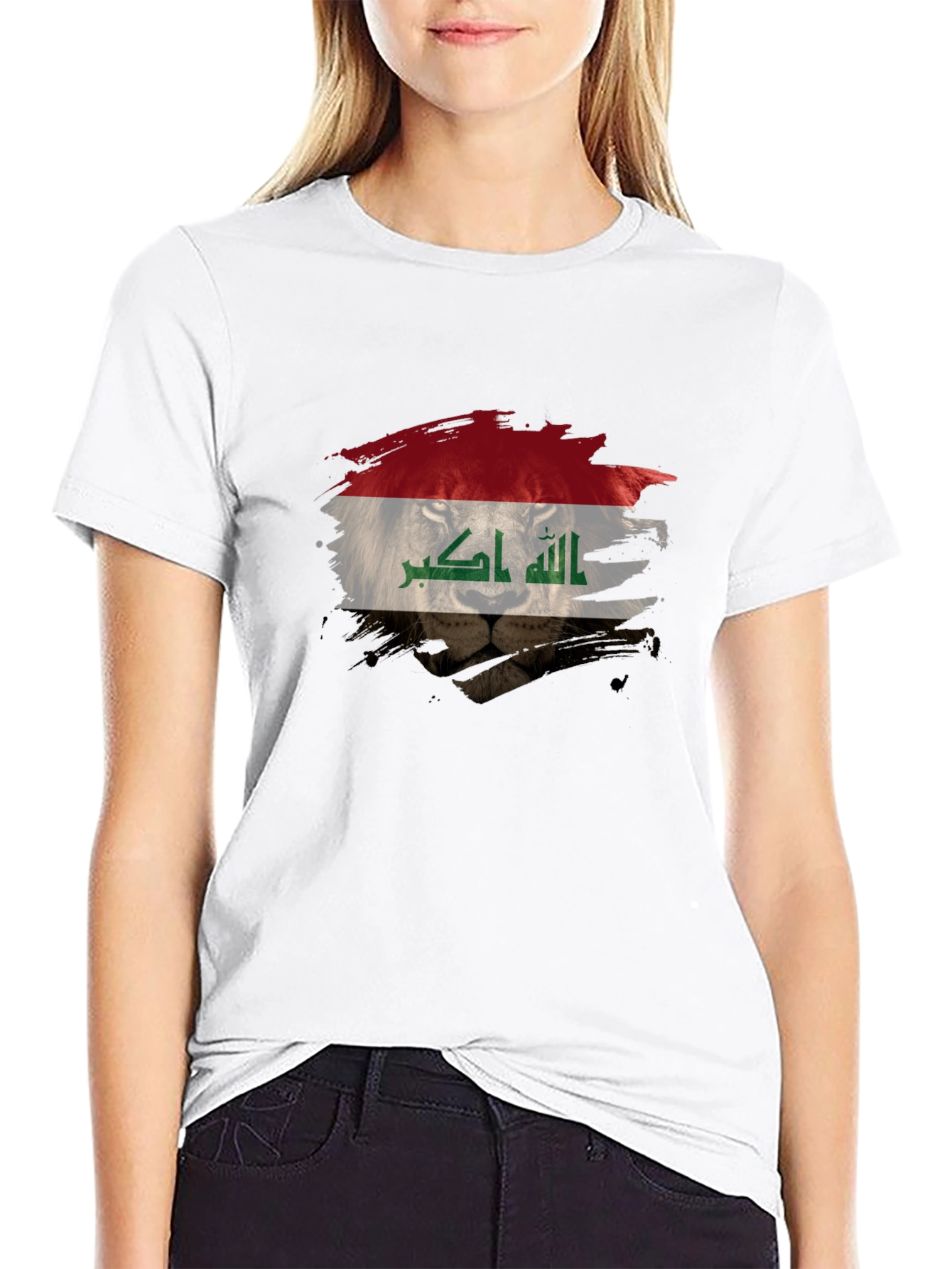 Iraqi Flag Lion Black T-Shirt
