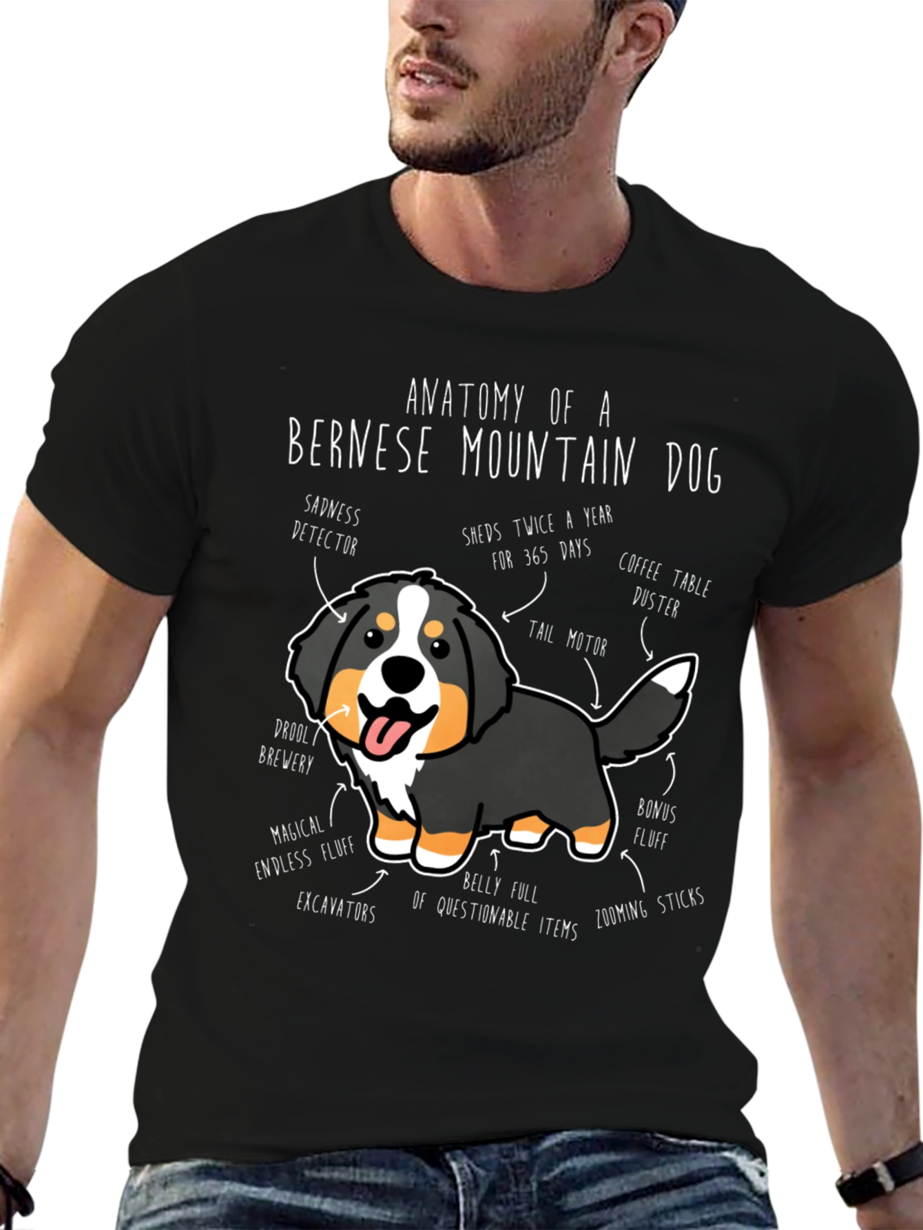 Bernese Mountain Dog Anatomy Funny T-Shirt