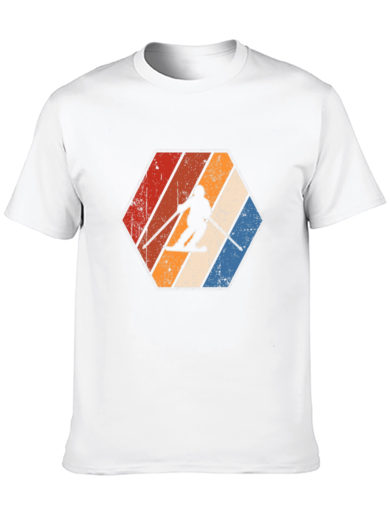 Retro Skiing Hexagon Graphic Tee - Black
