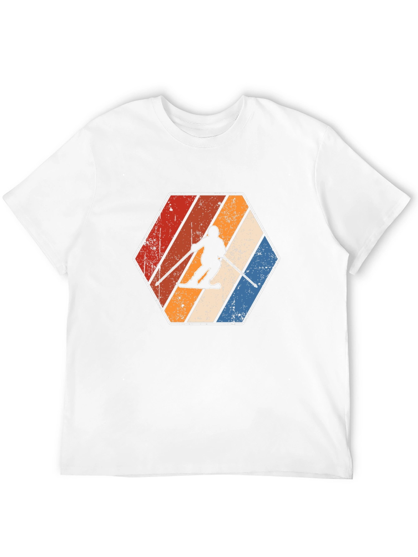 Retro Skiing Hexagon Graphic Tee - Black