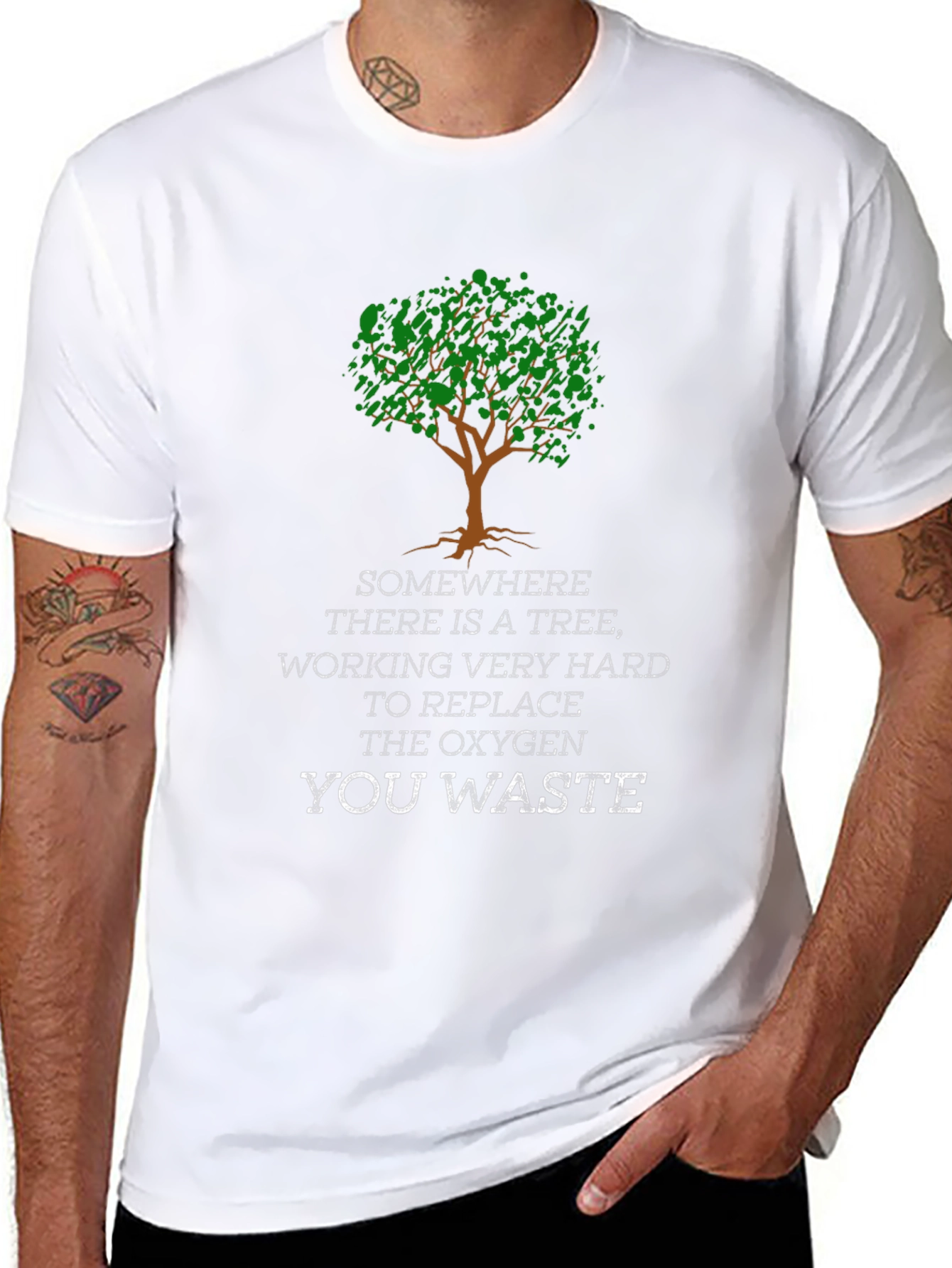 Eco-Friendly Tree Oxygen Replacement Graphic T-Shirt