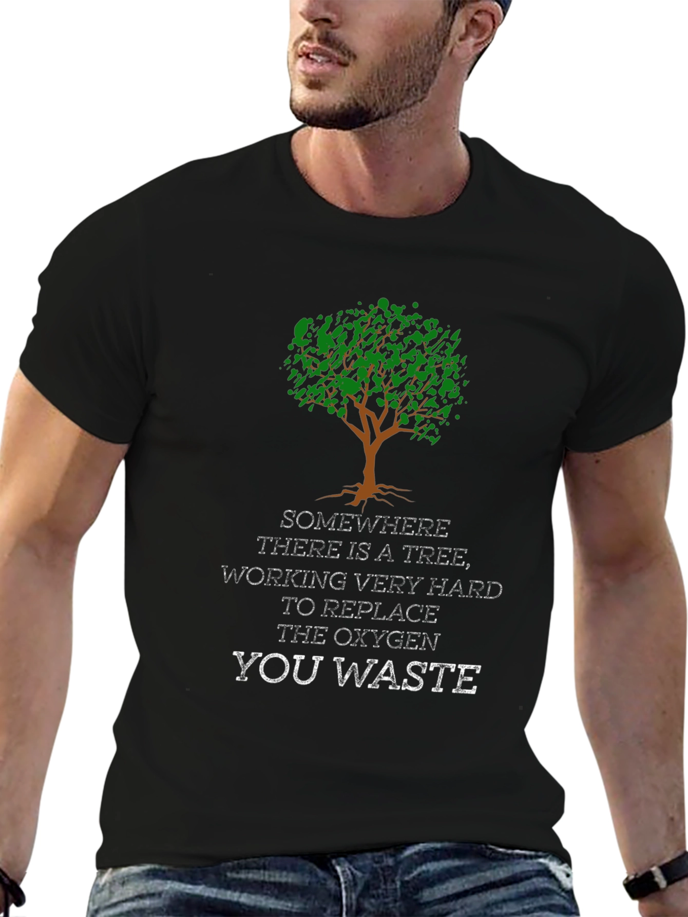 Eco-Friendly Tree Oxygen Replacement Graphic T-Shirt