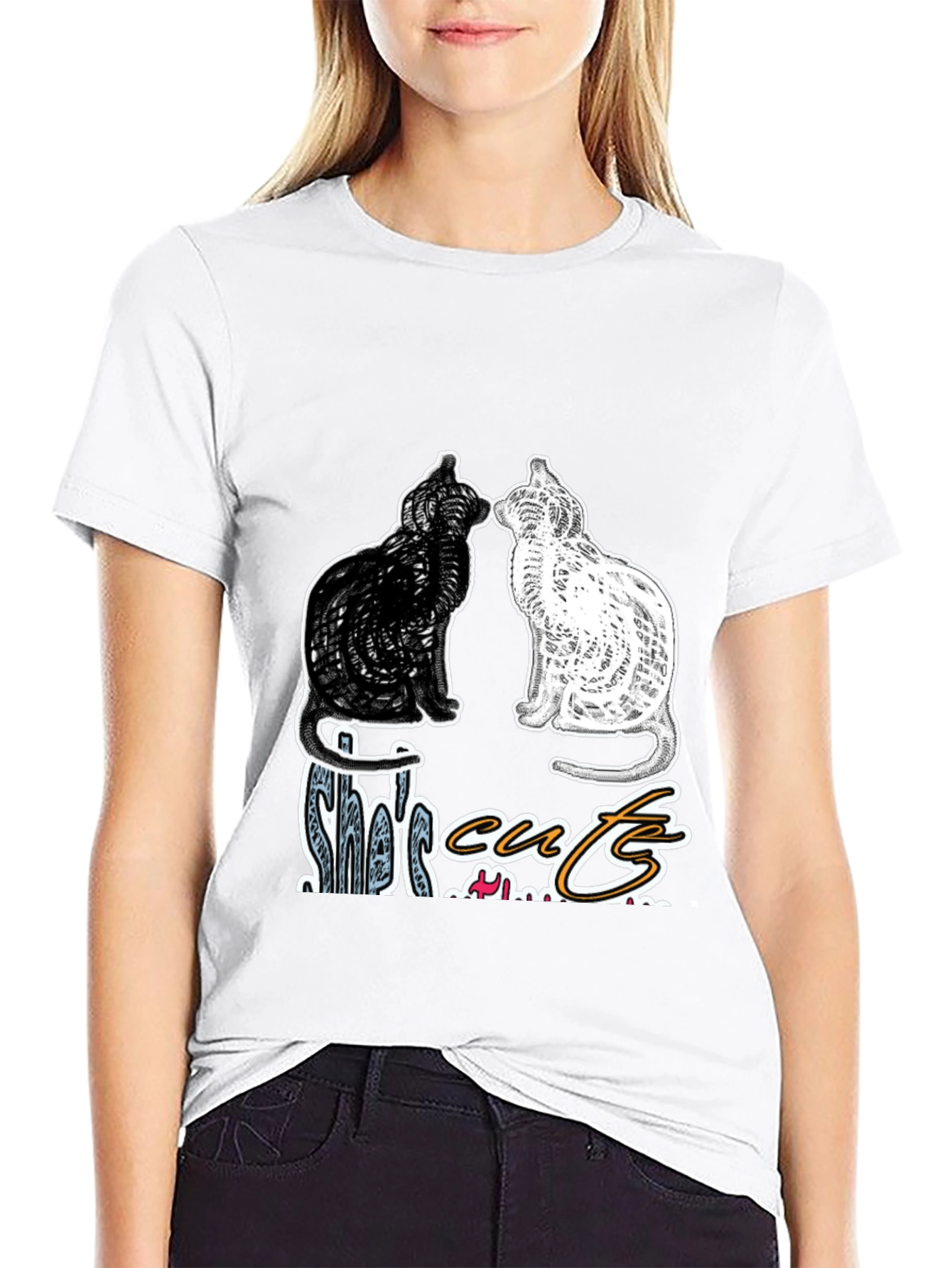 Shes Cute Cats Graphic T-Shirt