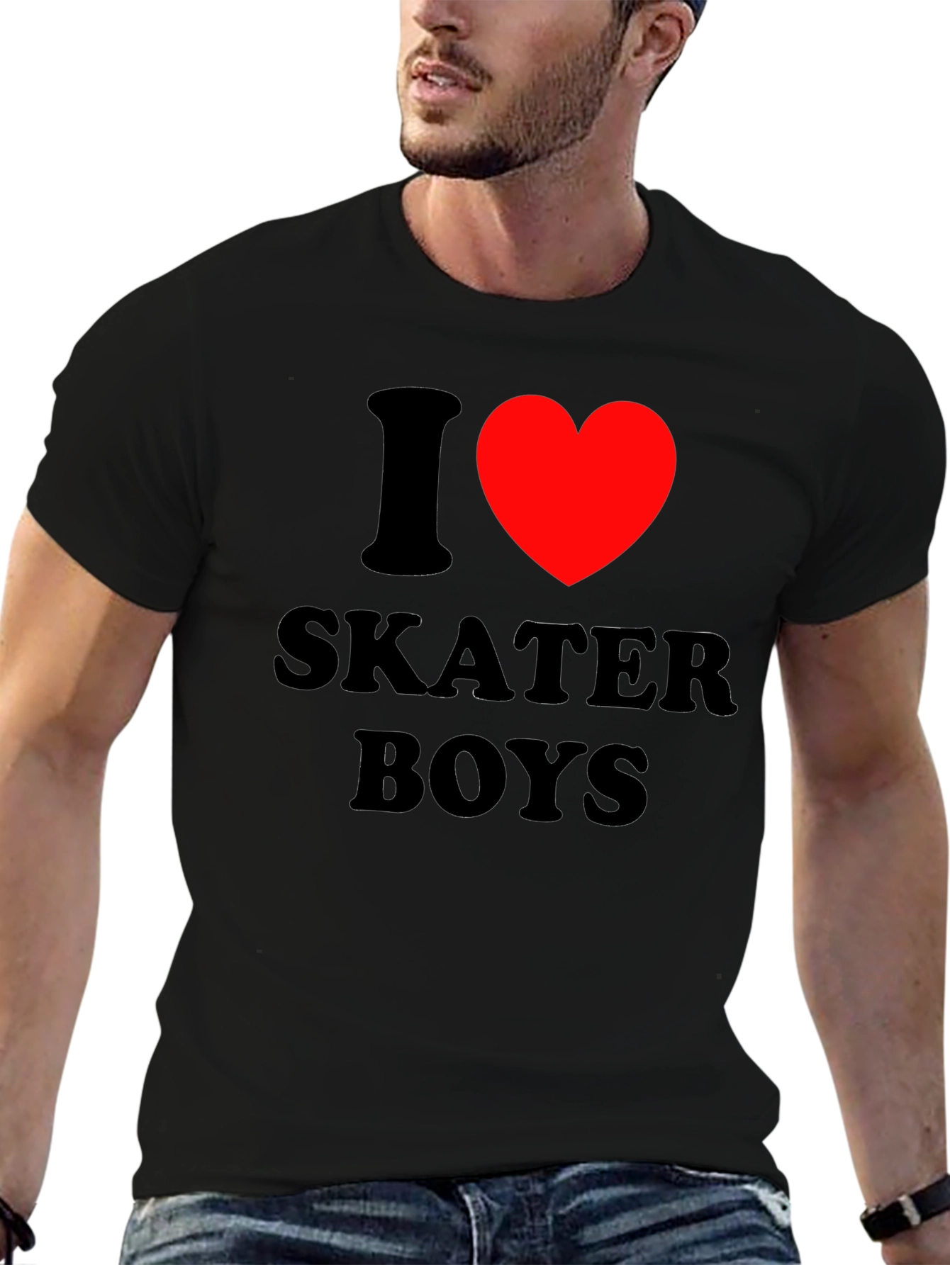 I Love Skater Boys Black T-Shirt