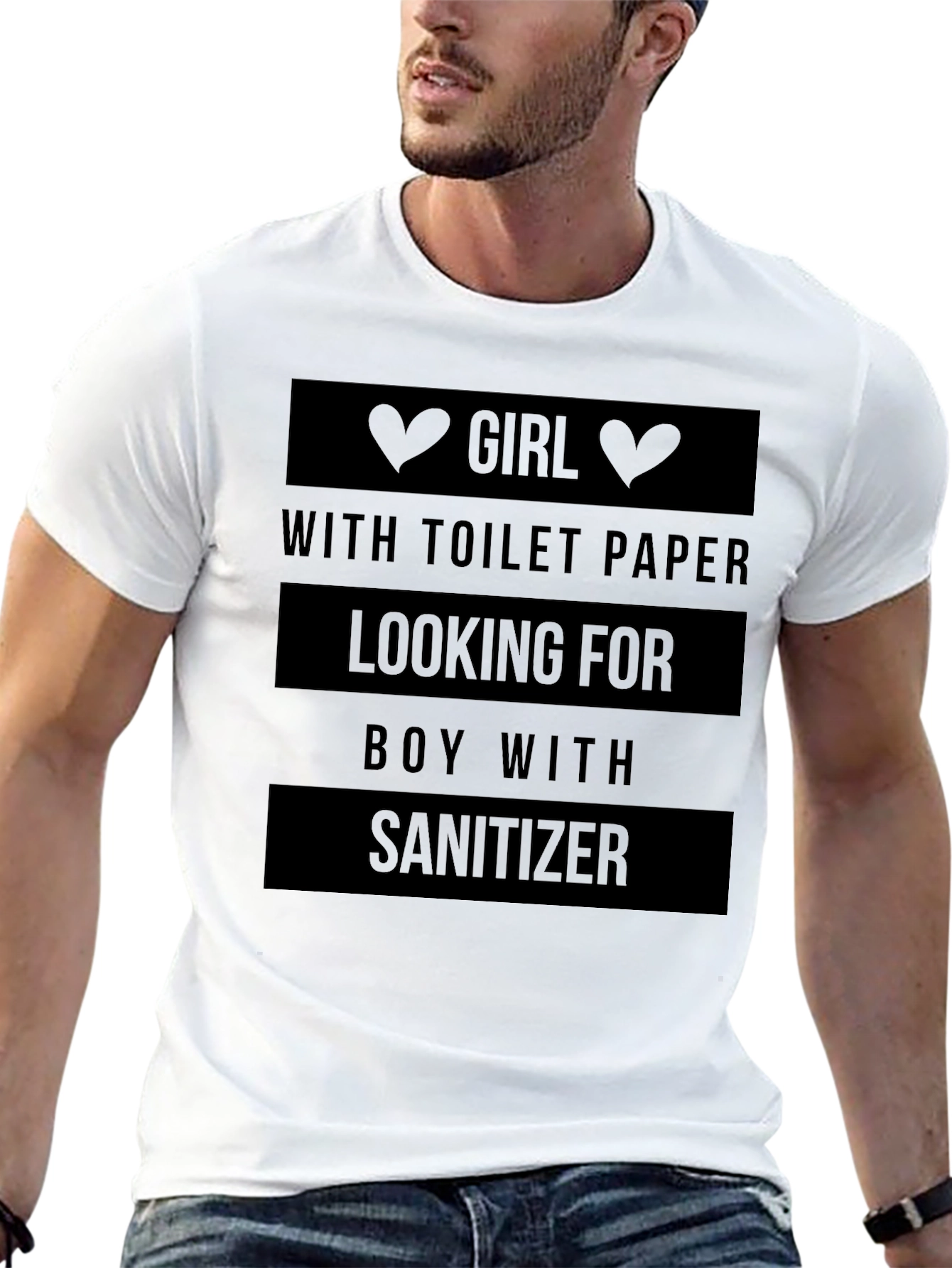 Girl with Toilet Paper Boy with Sanitizer T-Shirt