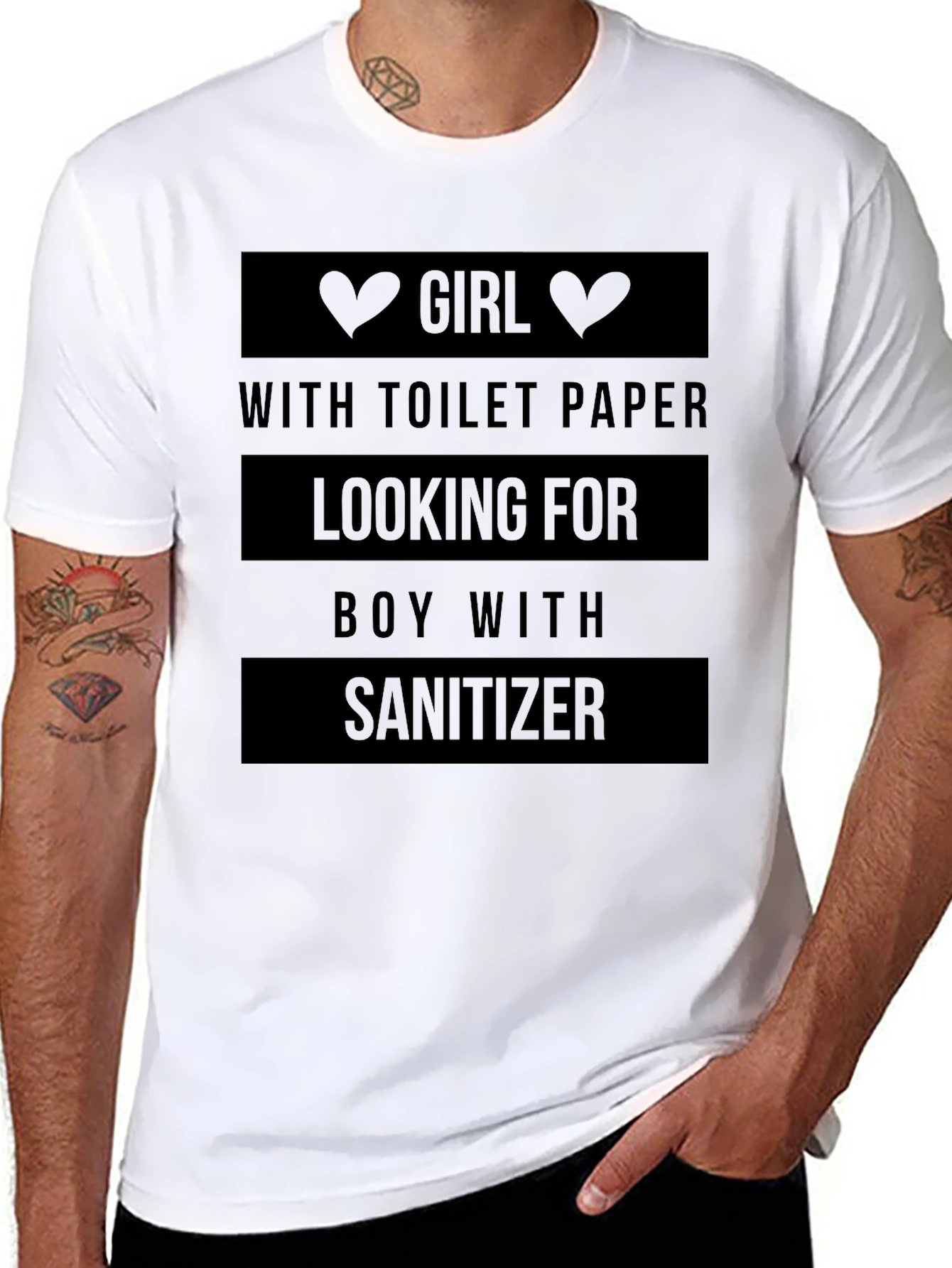 Girl with Toilet Paper Boy with Sanitizer T-Shirt