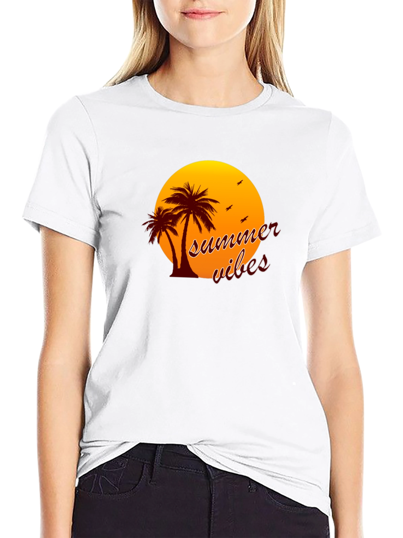 Summer Vibes T-Shirt - Palm Tree Sunset Graphic Tee