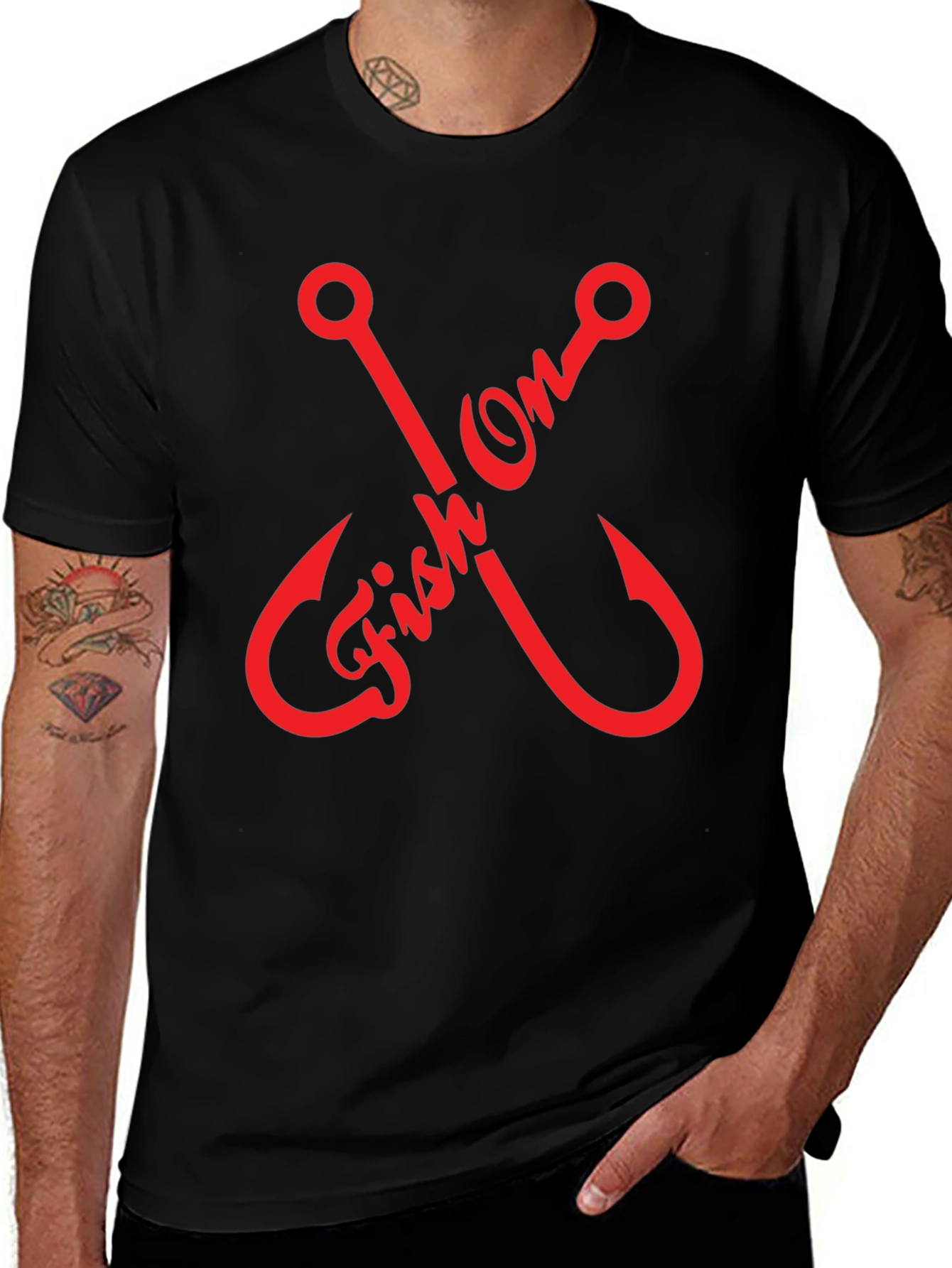 Fish On Graphic T-Shirt - Fishing Hook Design
