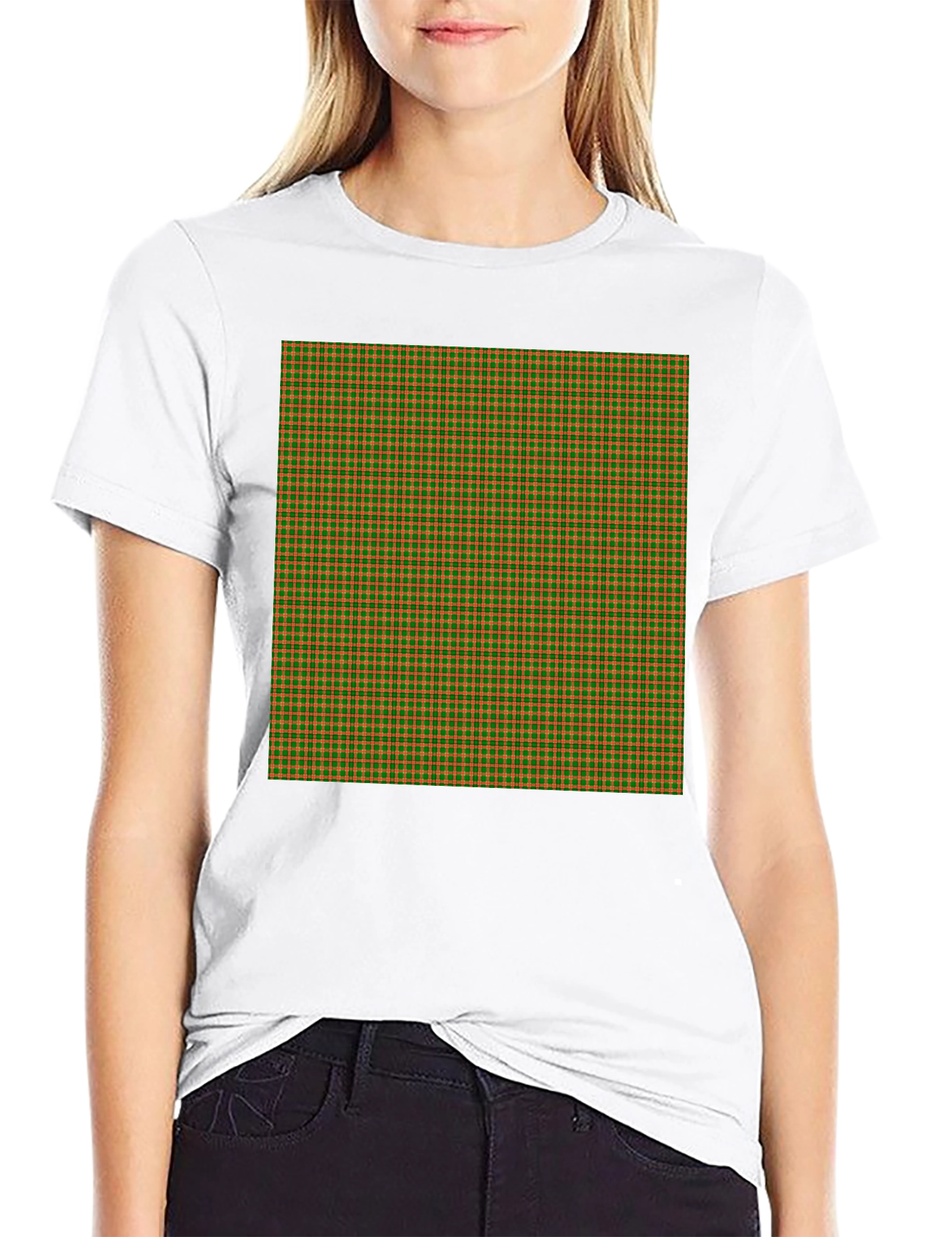 Retro Plaid Print Black T-Shirt