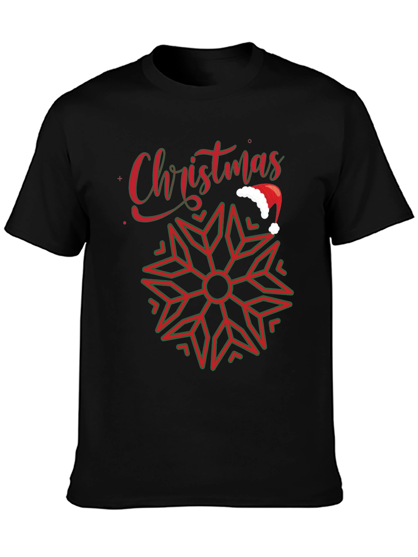 Christmas Snowflake Santa Hat Graphic Tee