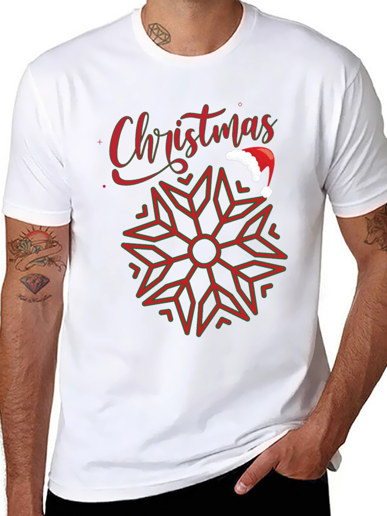 Christmas Snowflake Santa Hat Graphic Tee