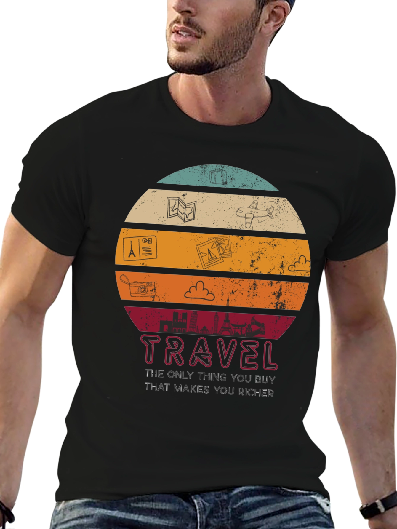 Travel Lover Graphic T-Shirt - Makes You Richer Tee