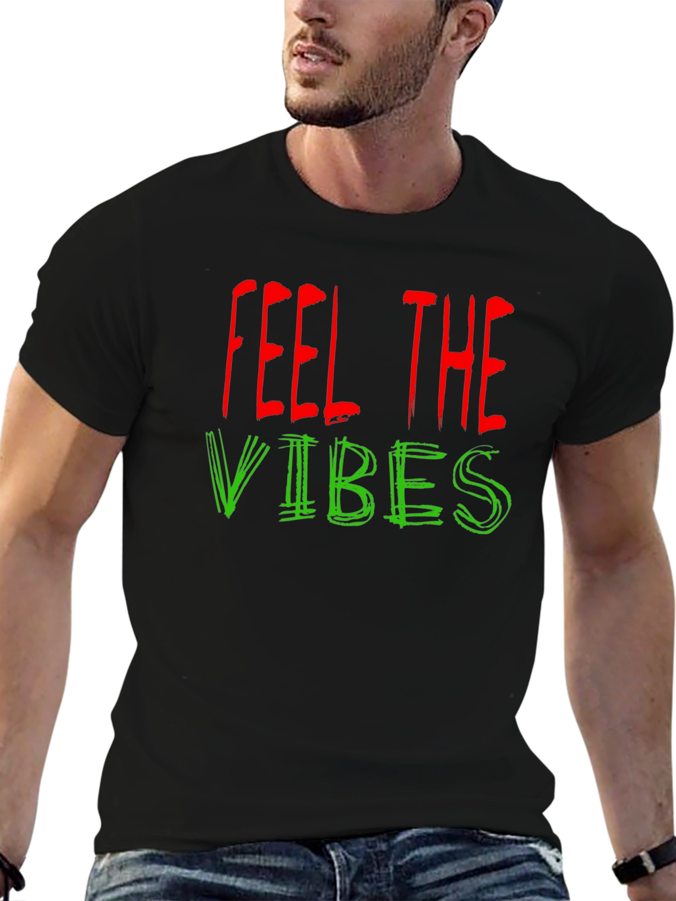 Feel the Vibes Graphic T-Shirt - Black