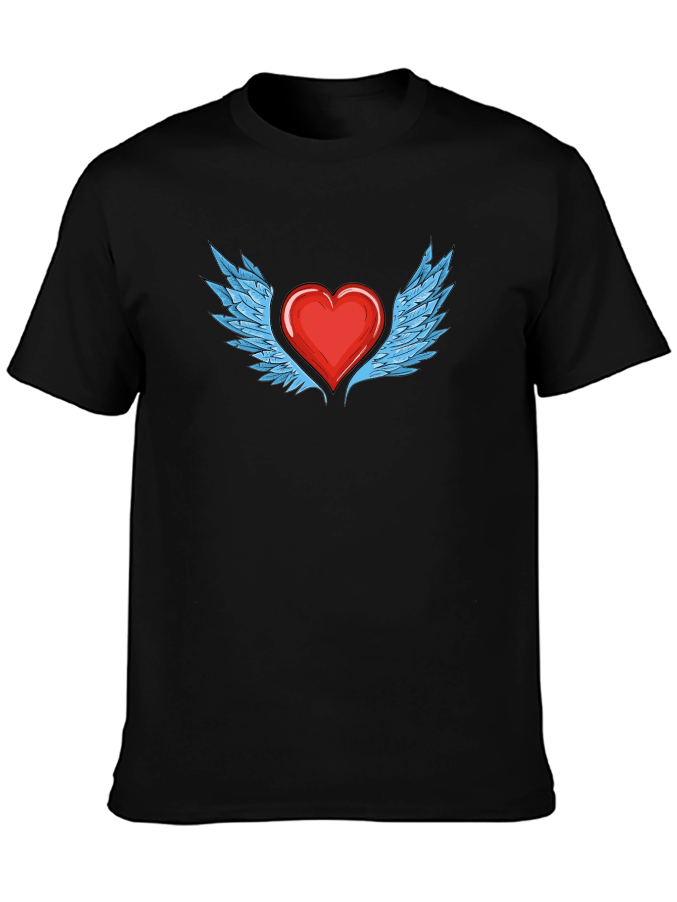 Heart with Wings Graphic T-Shirt - Stylish Black Tee