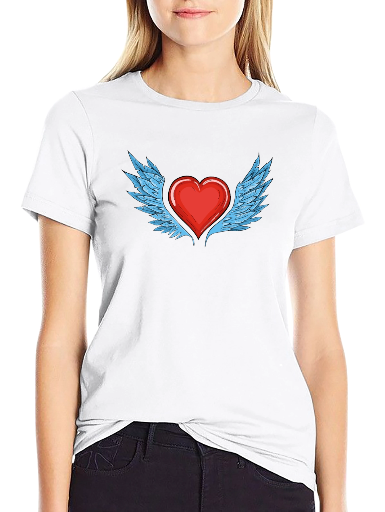 Heart with Wings Graphic T-Shirt - Stylish Black Tee