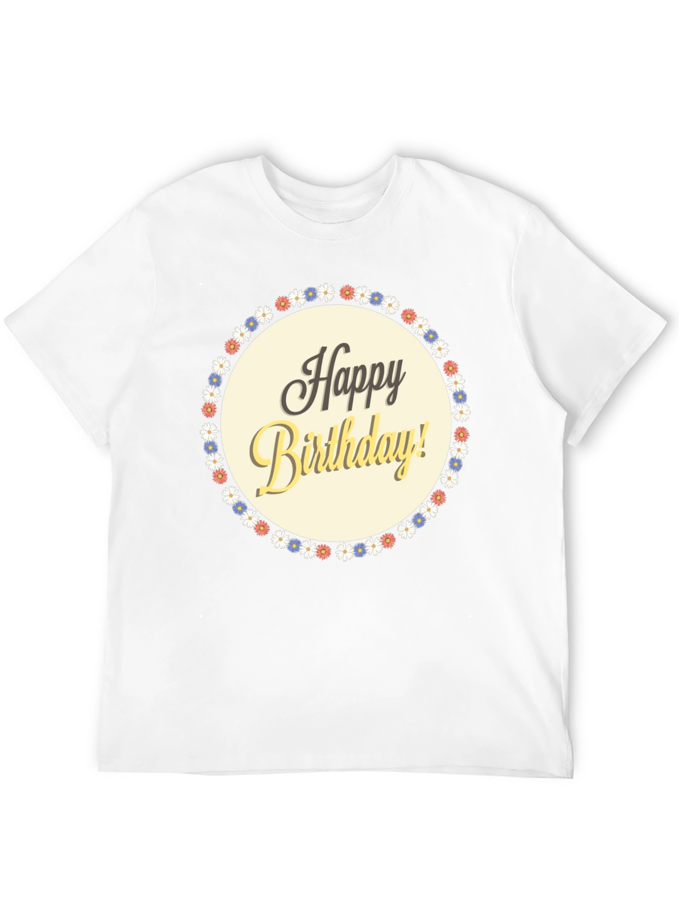 Happy Birthday Graphic T-Shirt - Floral Circle Design