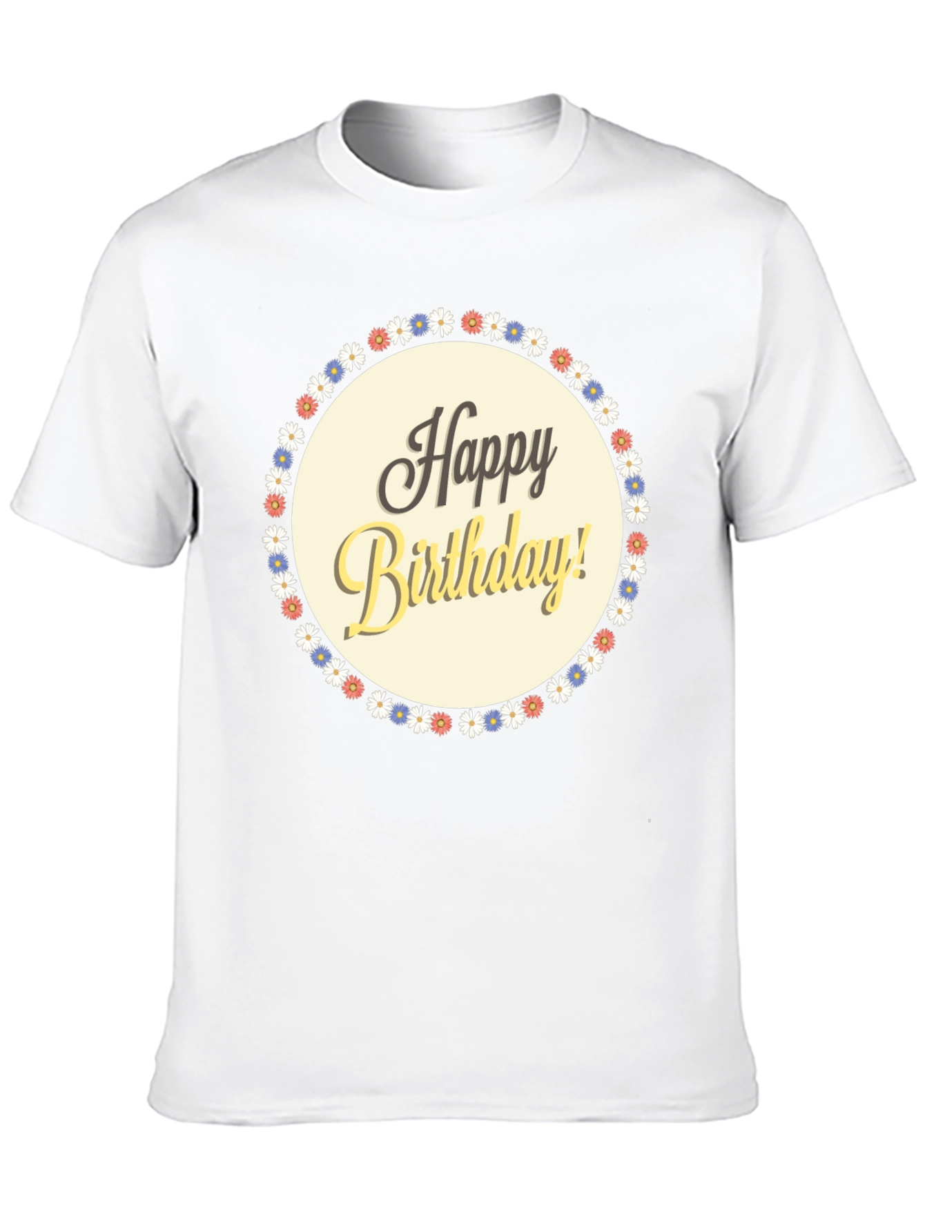 Happy Birthday Graphic T-Shirt - Floral Circle Design