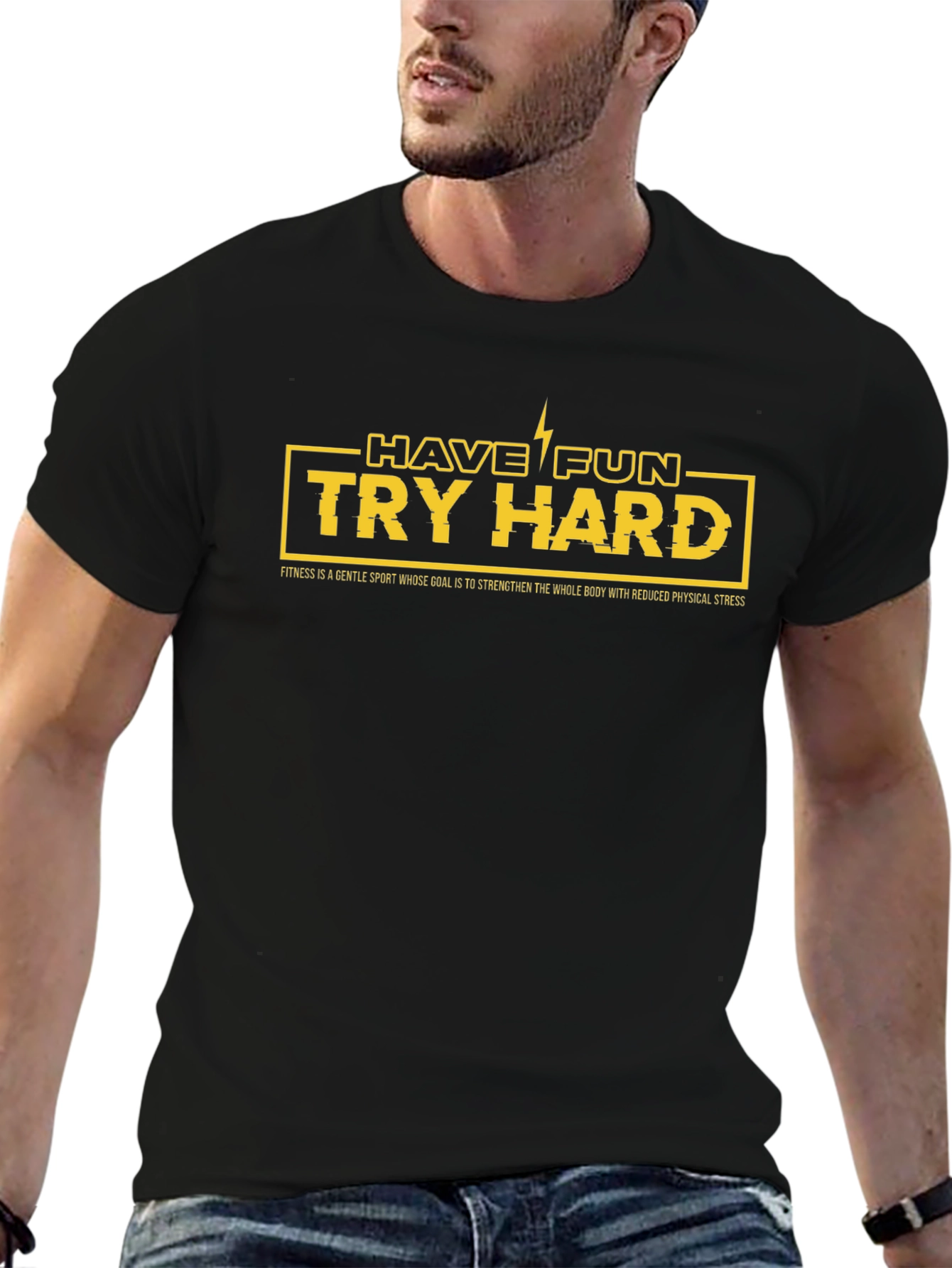 Have Fun Try Hard Graphic T-Shirt - Black