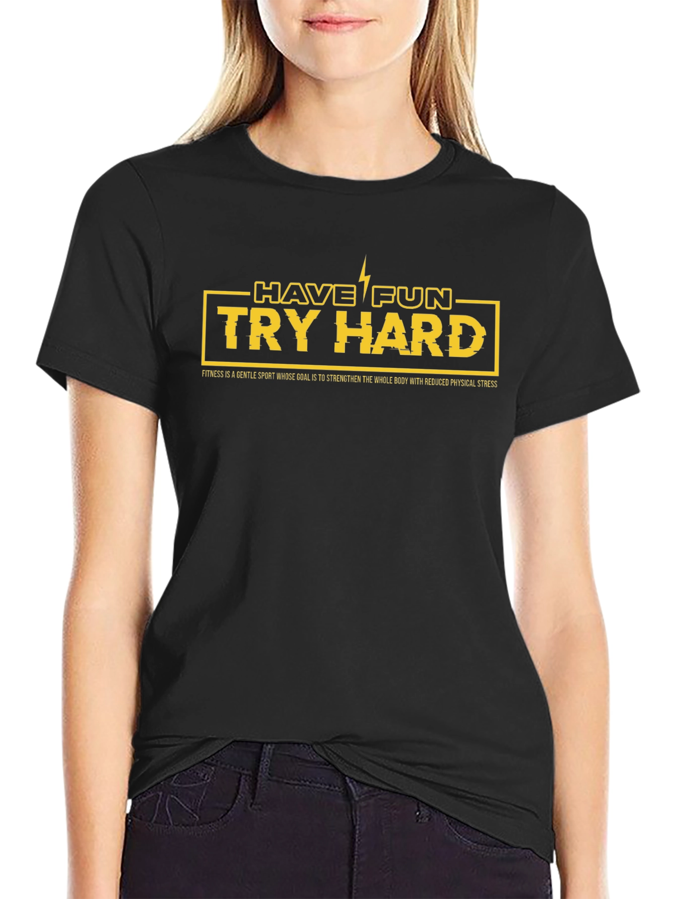 Have Fun Try Hard Graphic T-Shirt - Black