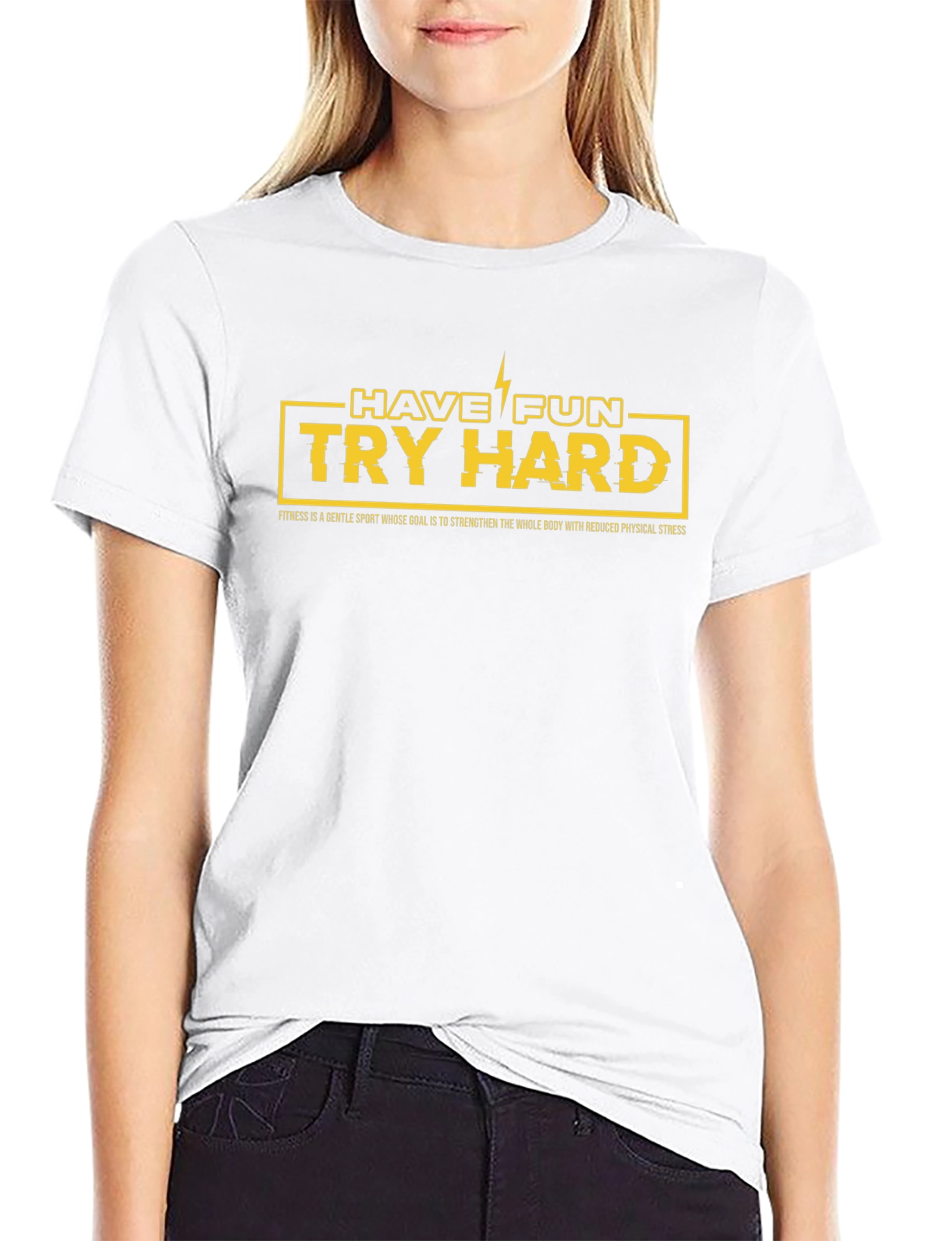 Have Fun Try Hard Graphic T-Shirt - Black