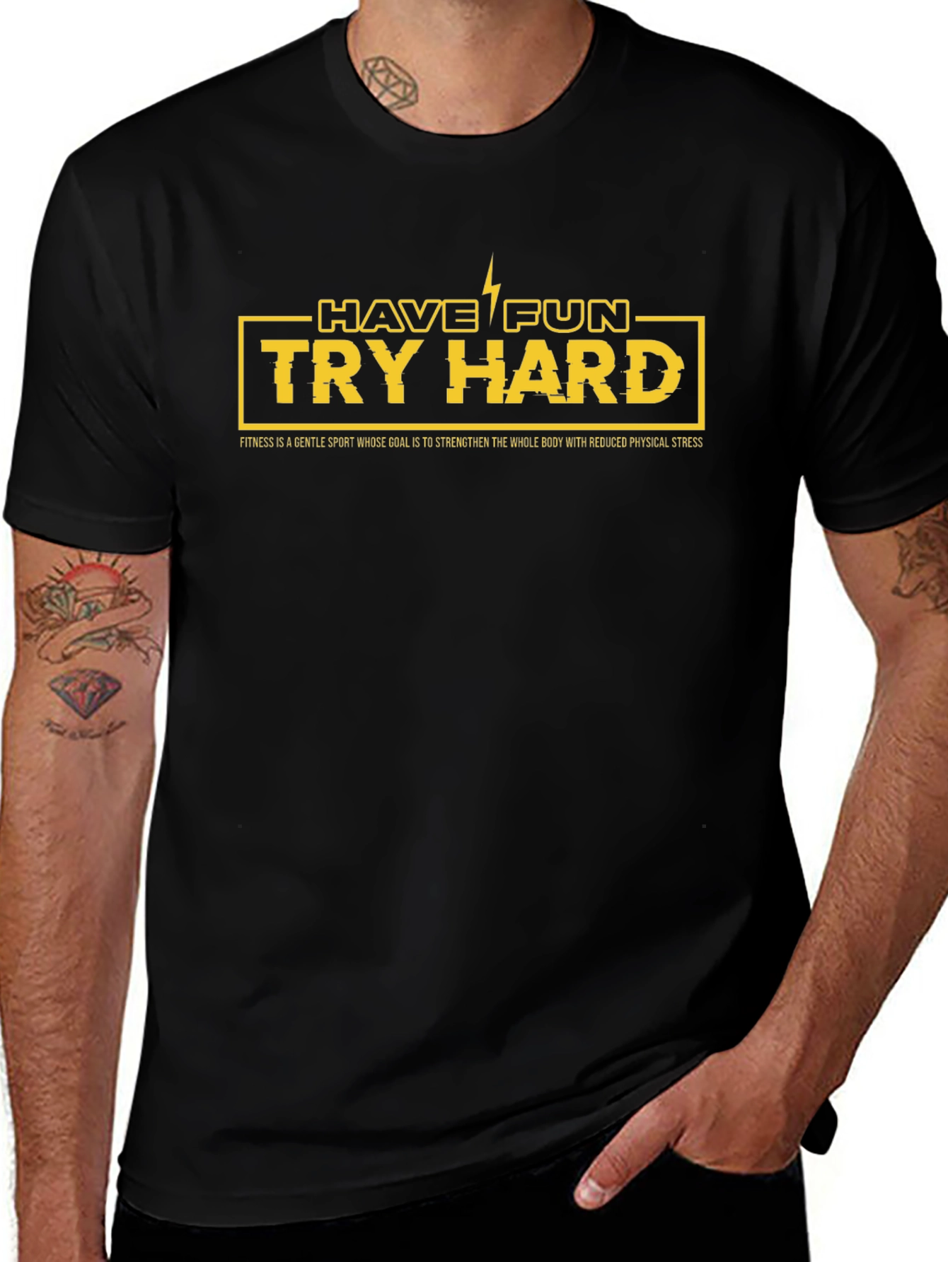 Have Fun Try Hard Graphic T-Shirt - Black