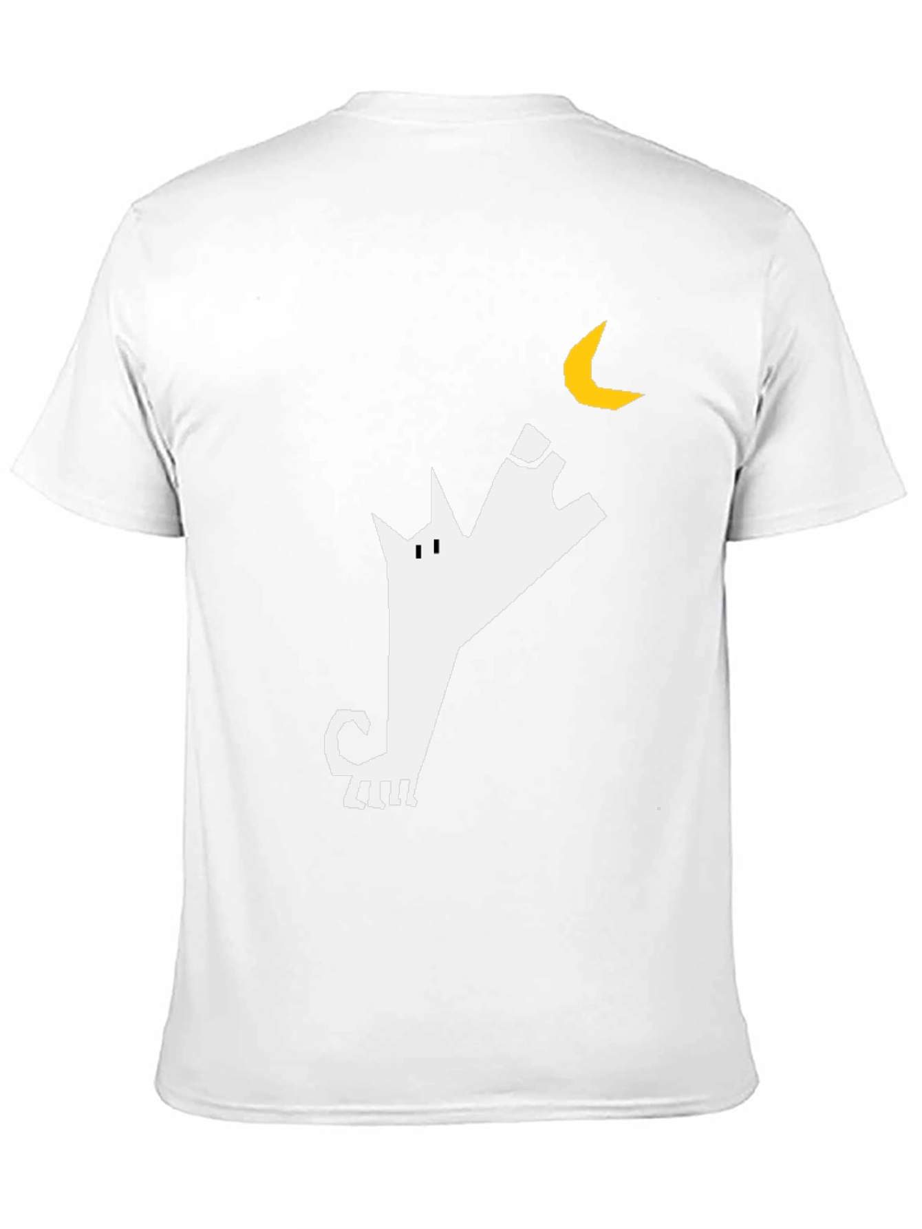 Black T-Shirt with Geometric Wolf & Moon Design