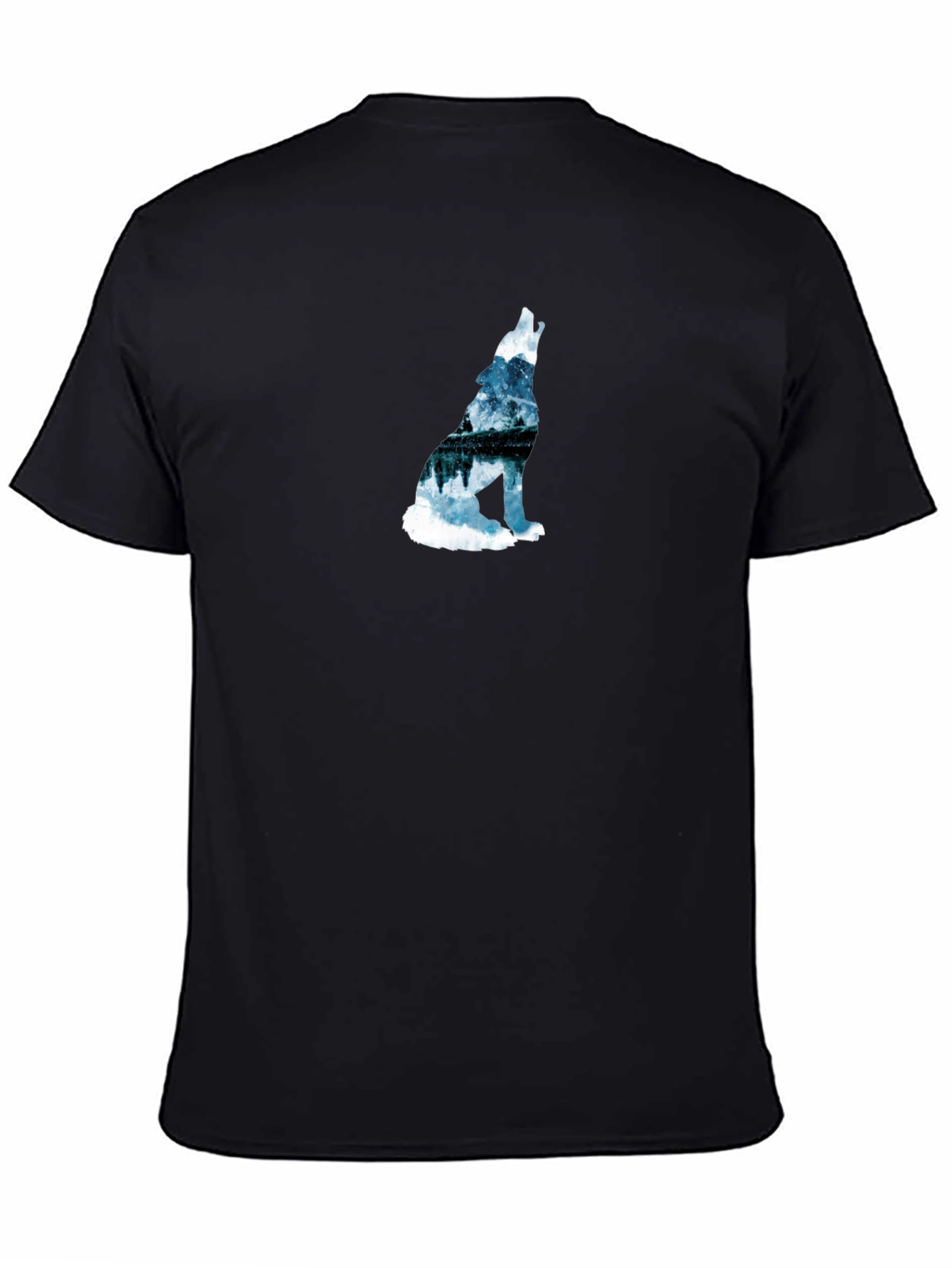Wolf Silhouette Graphic Print Black T-Shirt