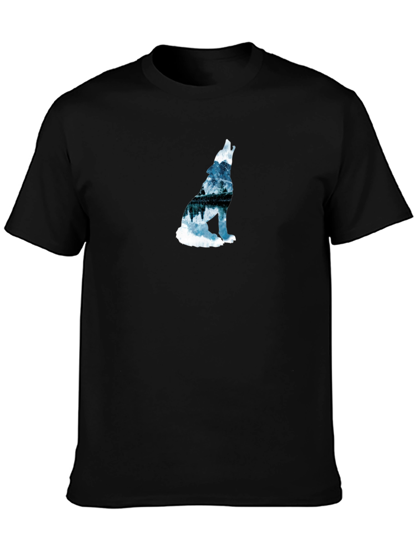 Wolf Silhouette Graphic Print Black T-Shirt