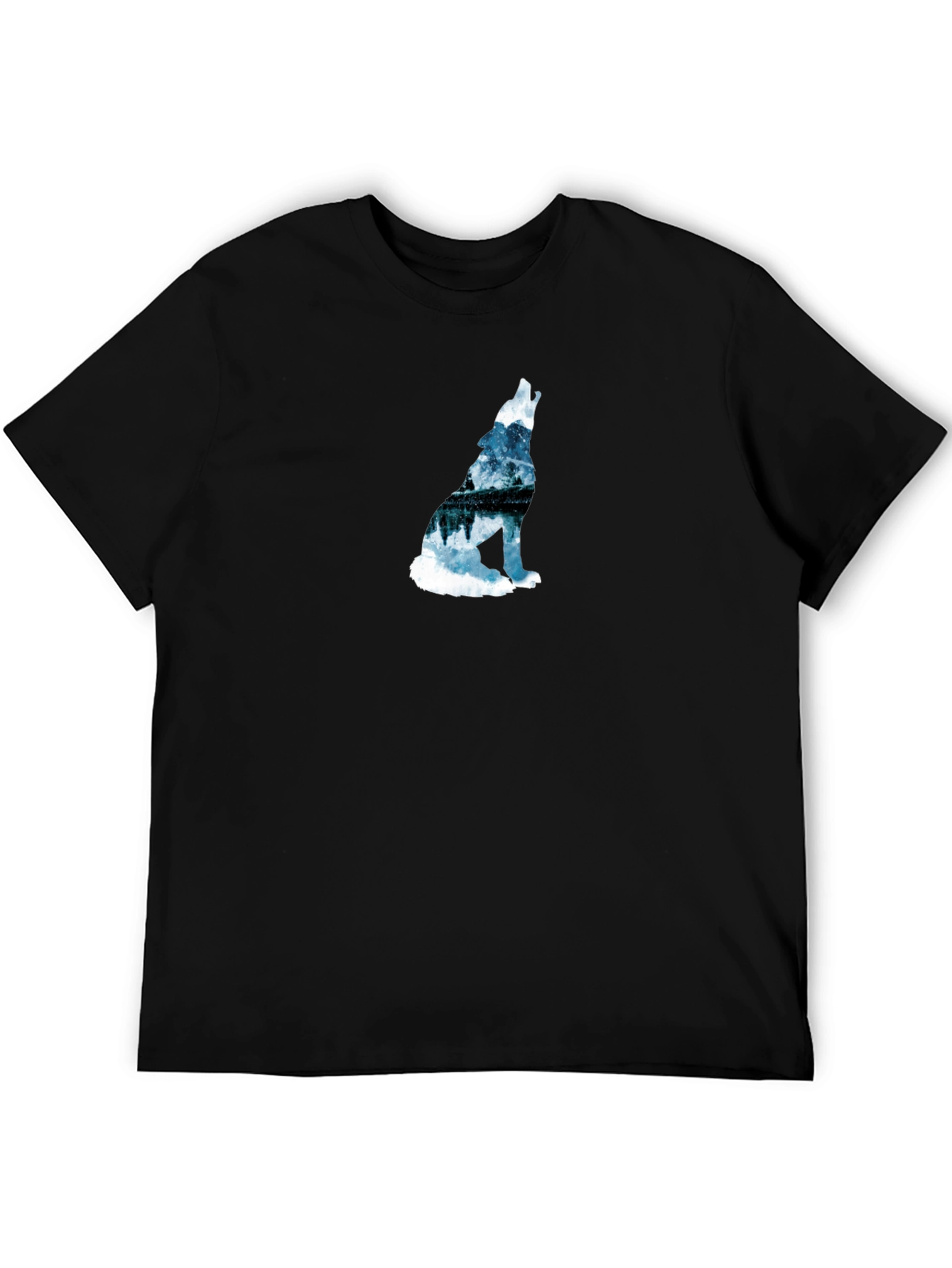 Wolf Silhouette Graphic Print Black T-Shirt