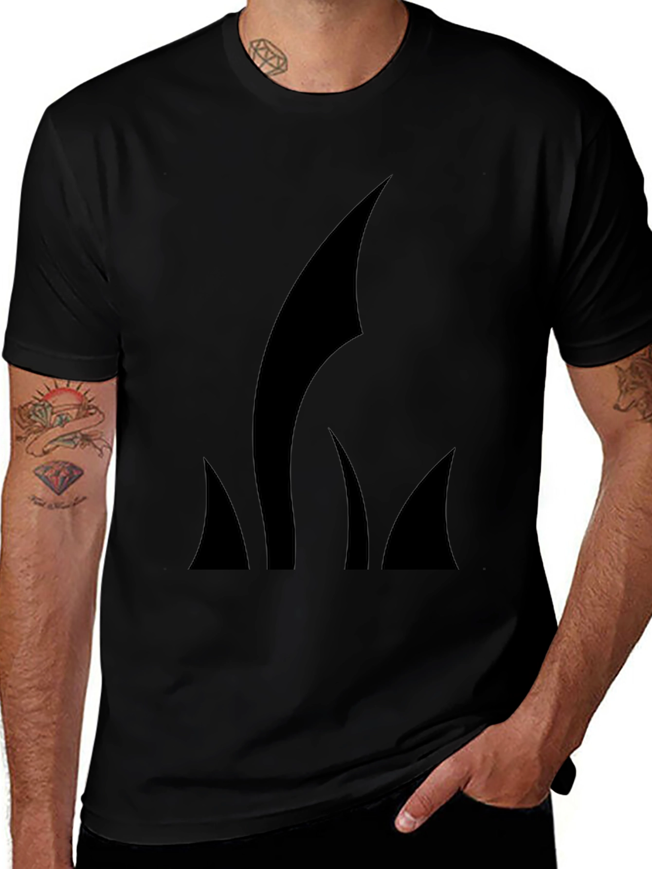 Mens Black T-Shirt with Abstract Graphic