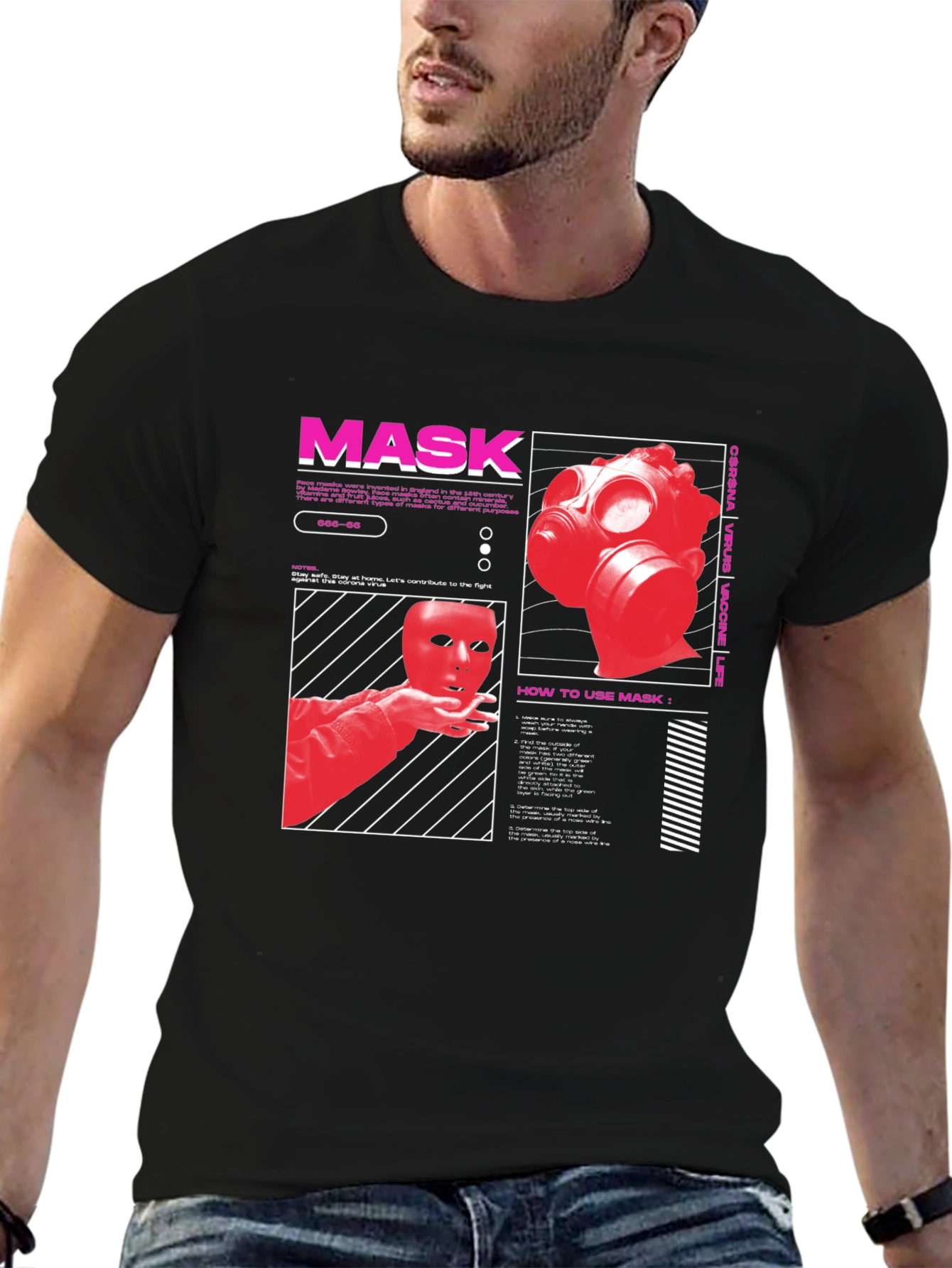 Mask Graphic Print Tee - Stay Safe in Style