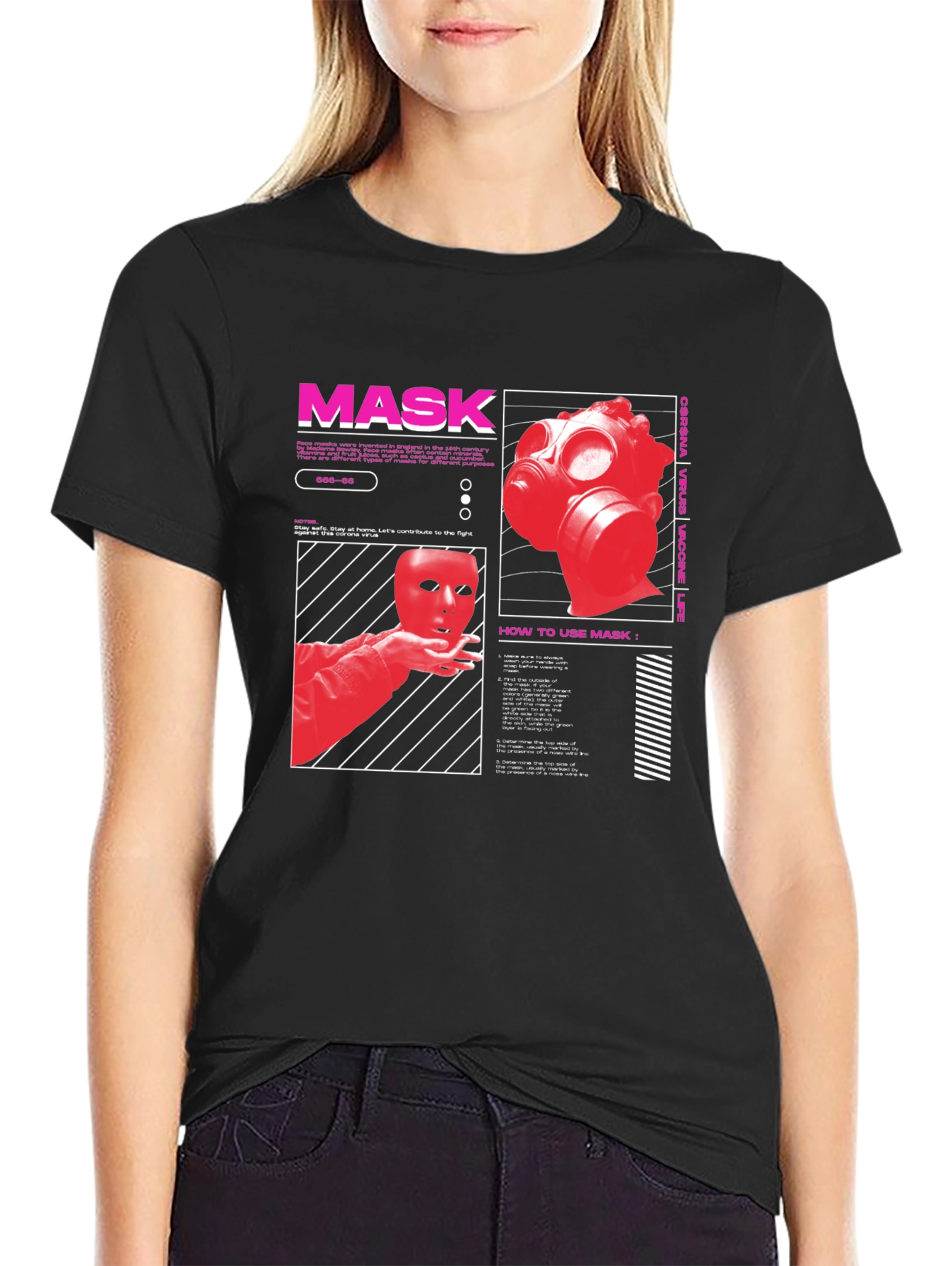 Mask Graphic Print Tee - Stay Safe in Style