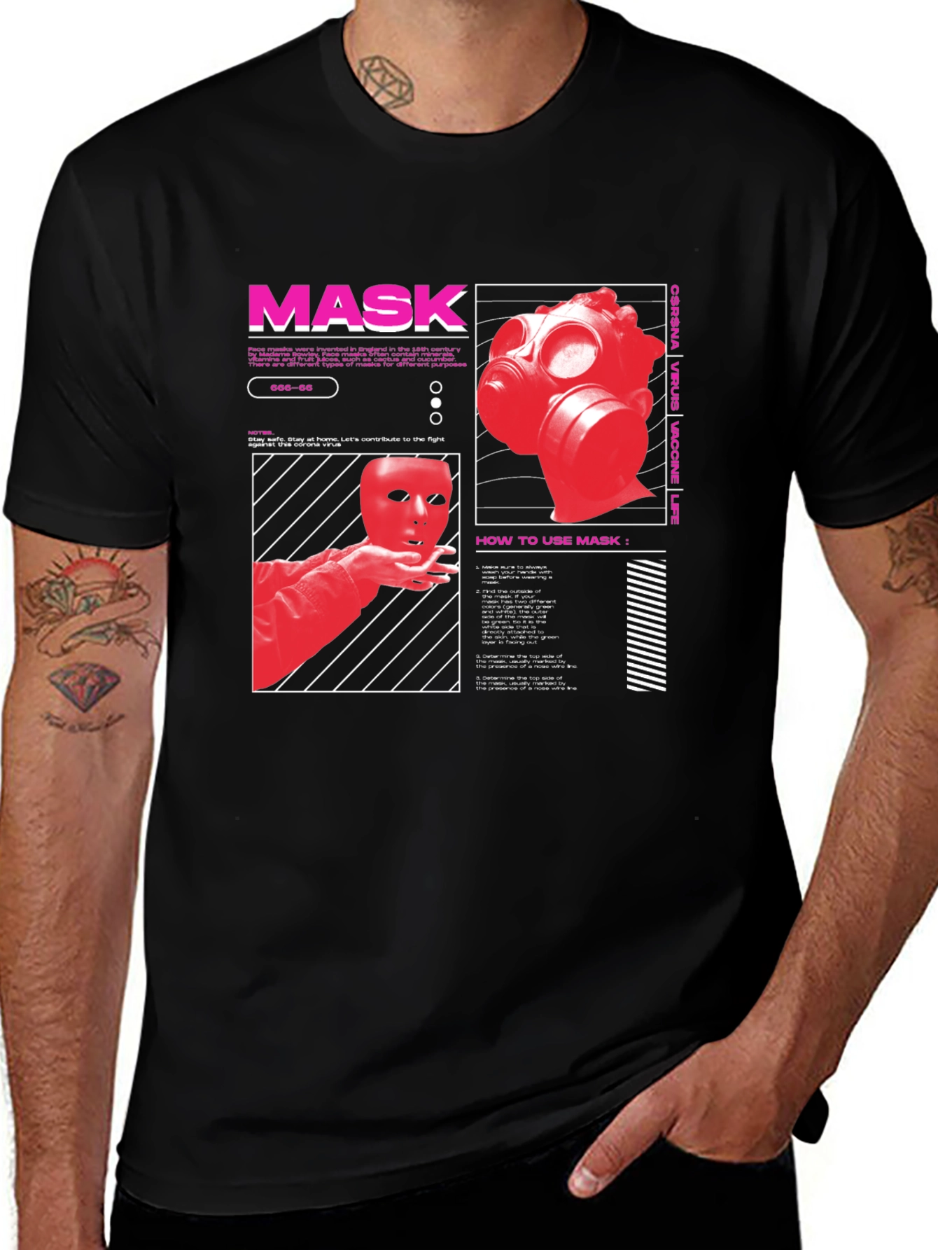 Mask Graphic Print Tee - Stay Safe in Style