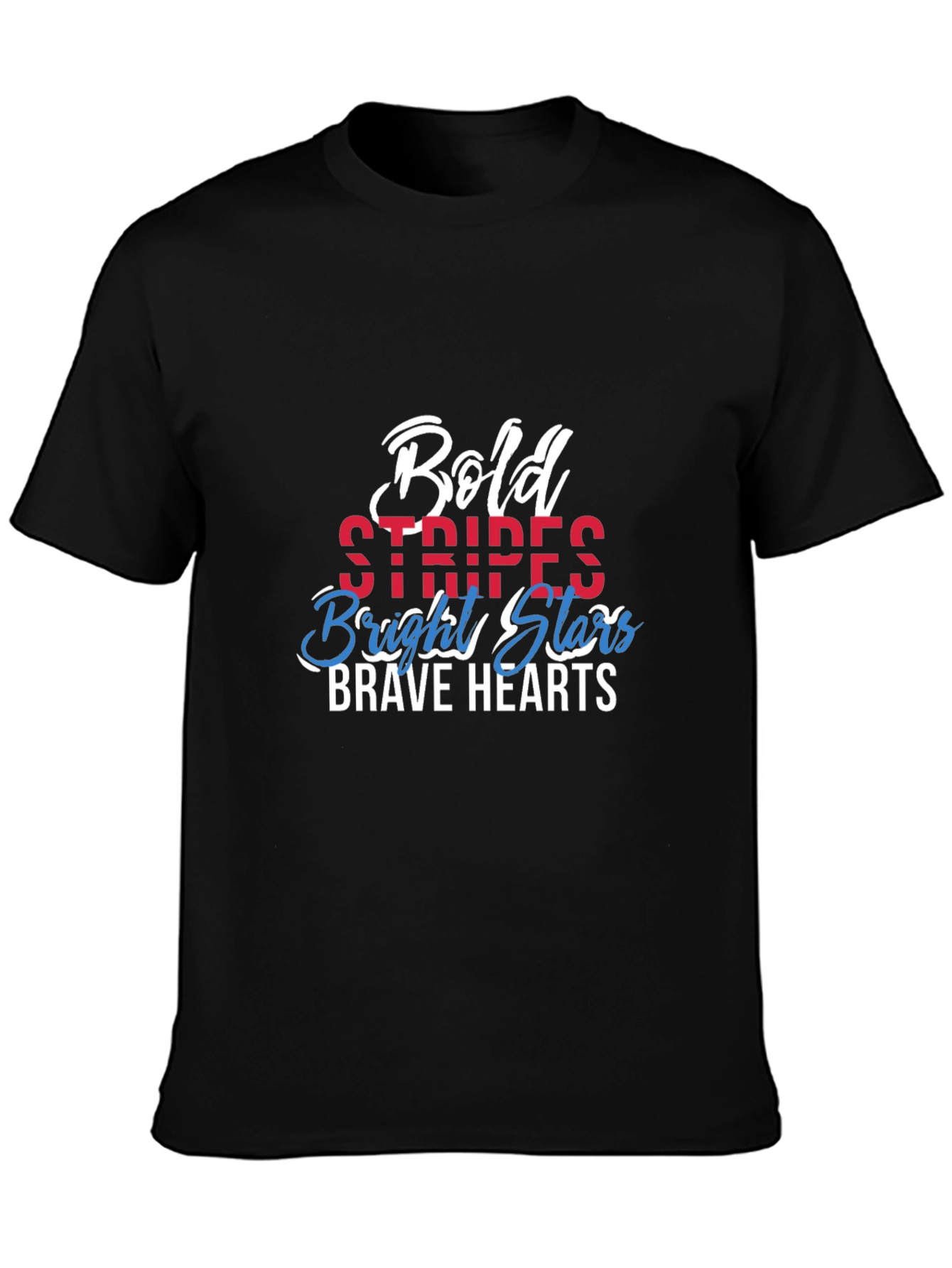 Bold Stripes Stars Hearts Graphic Tee - Patriotic Pride