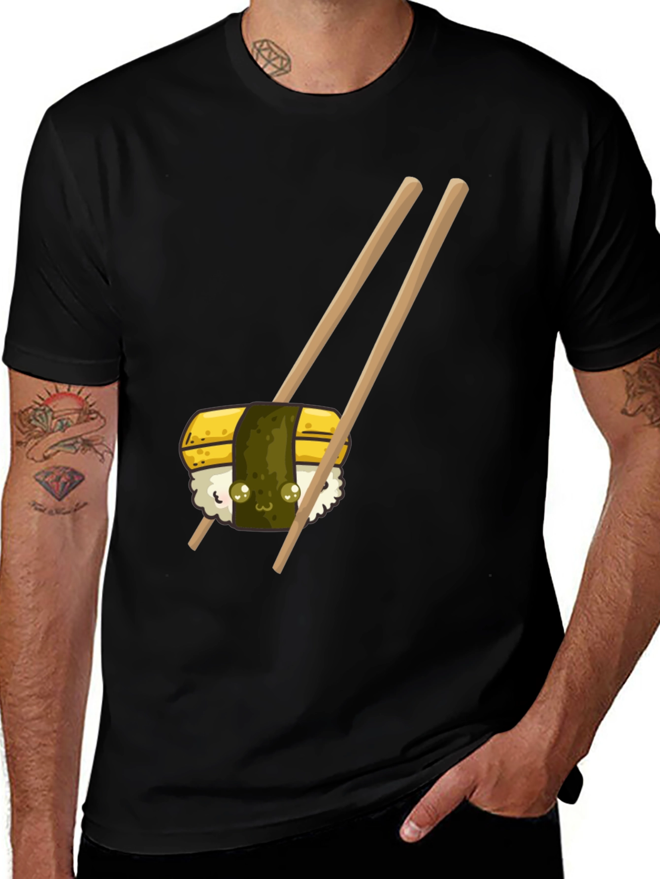 Sushi Graphic Tee -  Unisex Black T-Shirt