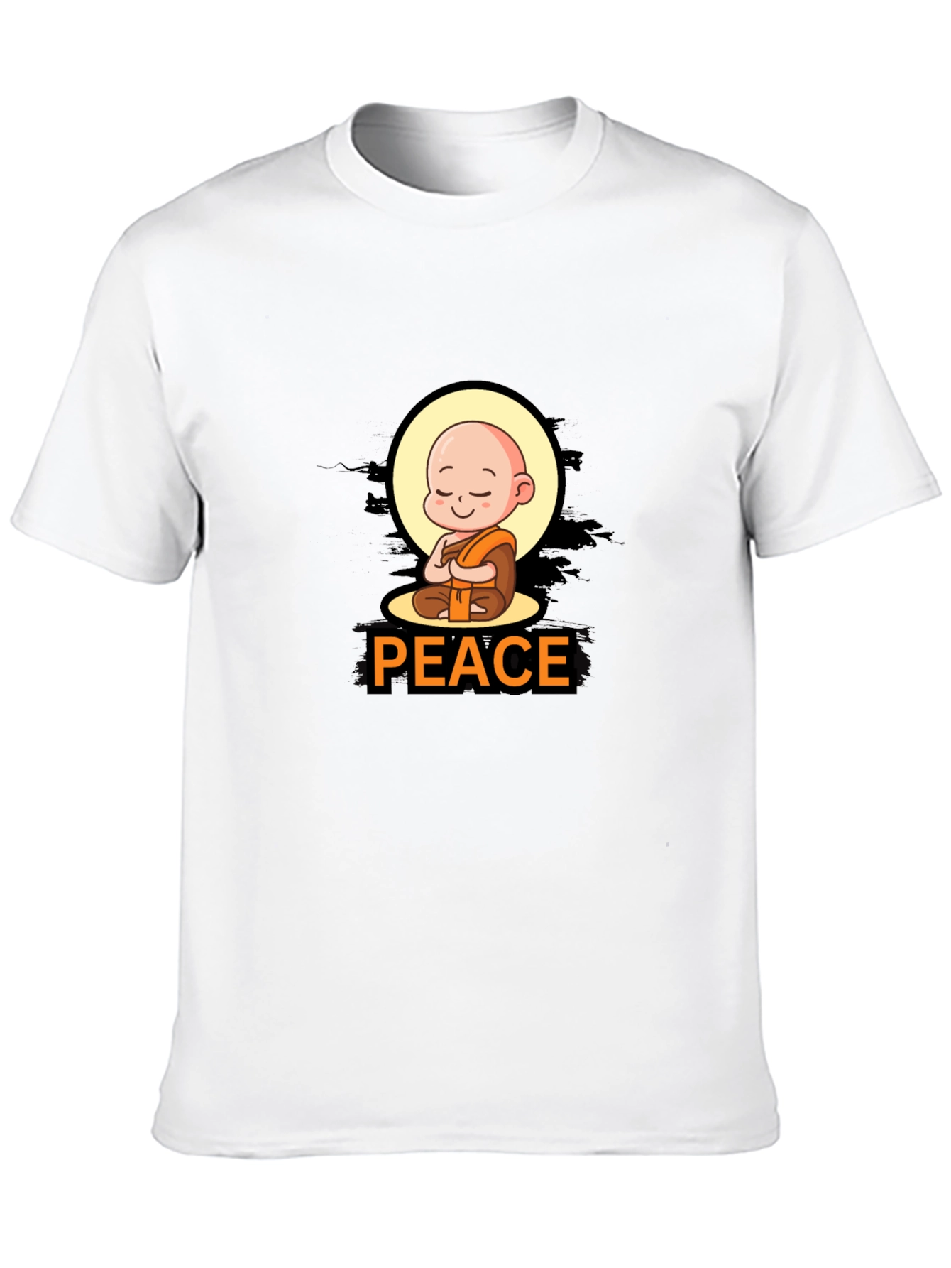 Peaceful Monk Graphic Tee - Black Cotton Blend