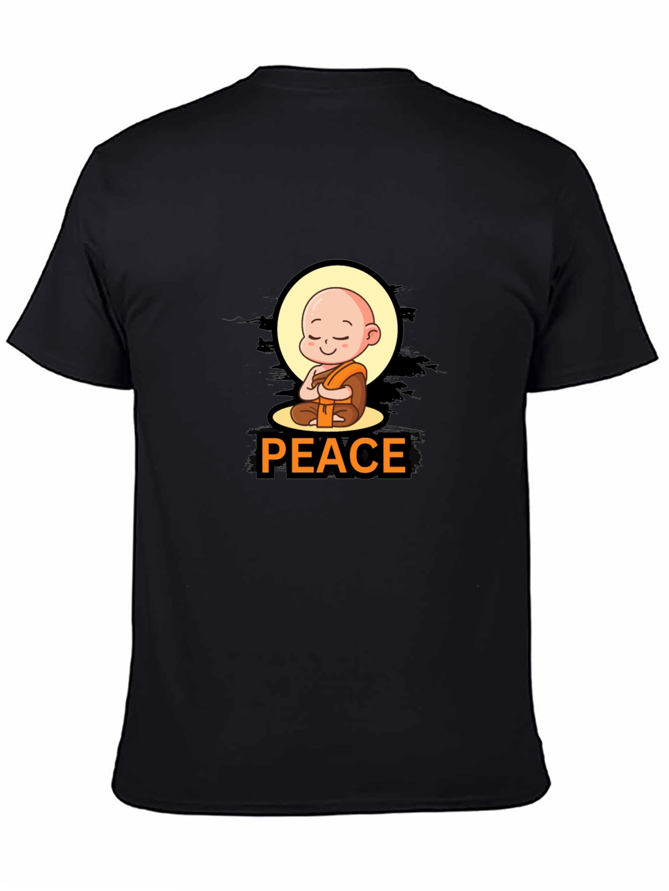 Peaceful Monk Graphic Tee - Black Cotton Blend