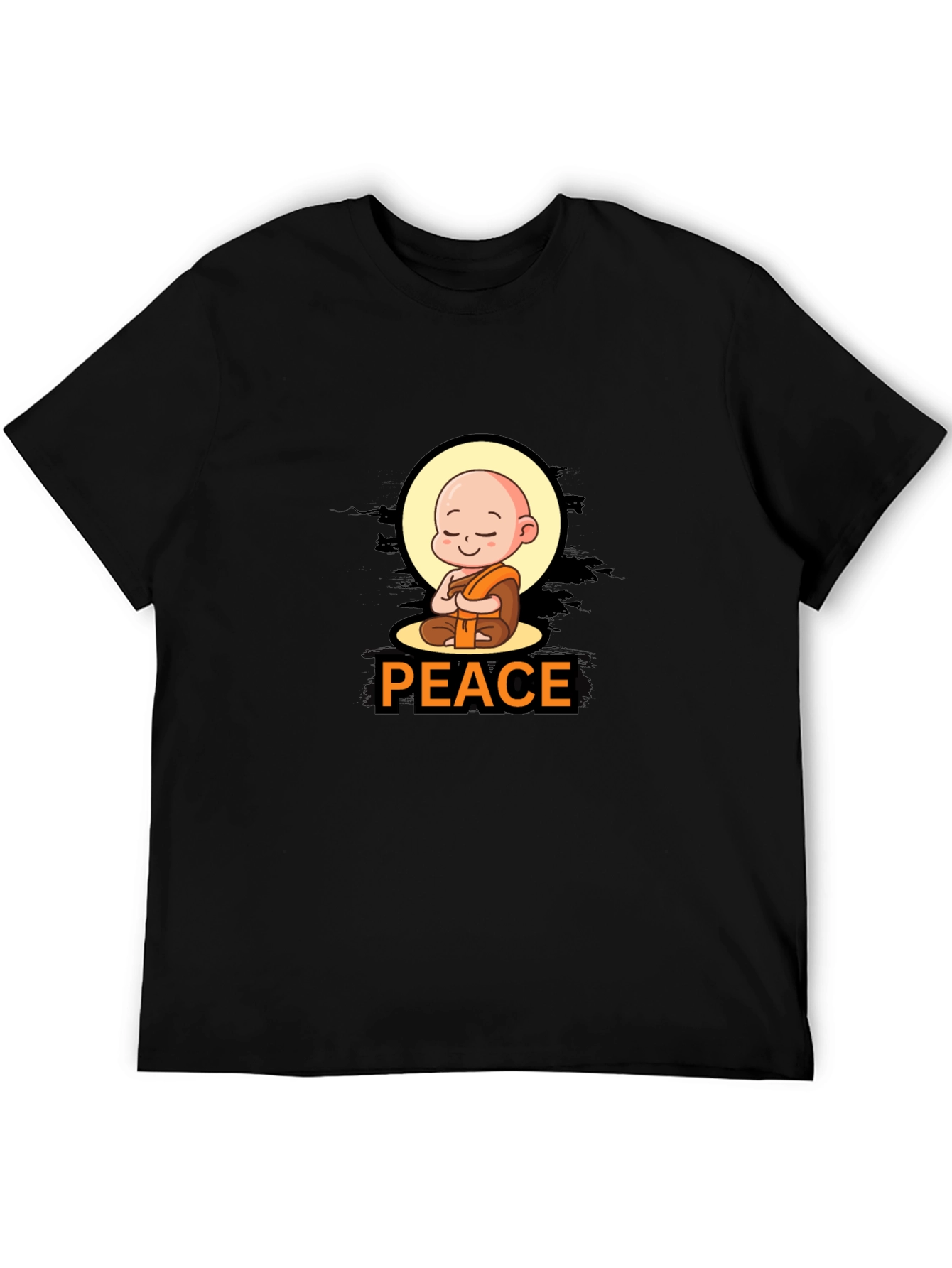 Peaceful Monk Graphic Tee - Black Cotton Blend