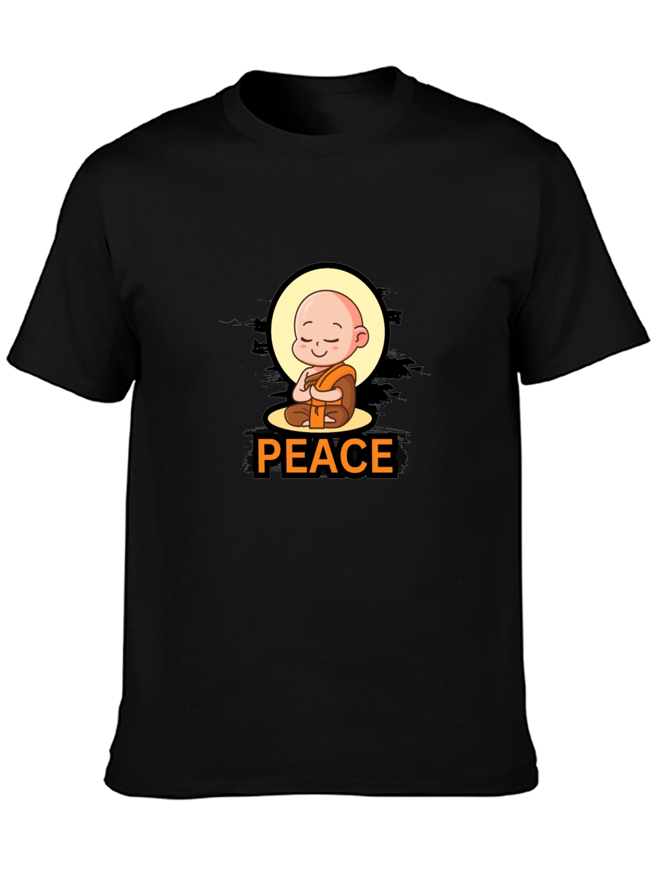 Peaceful Monk Graphic Tee - Black Cotton Blend