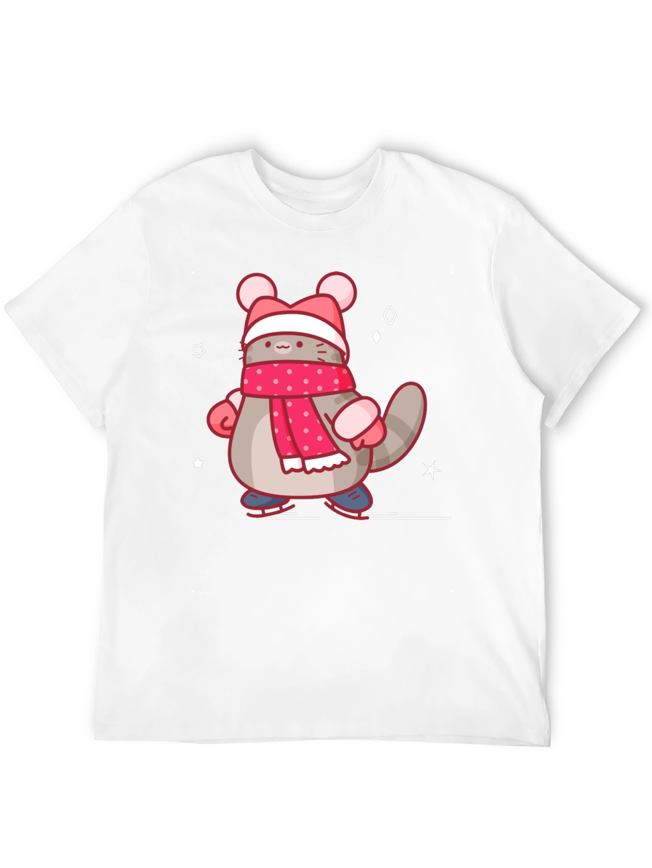 Cute Cartoon Cat in Winter Gear T-Shirt