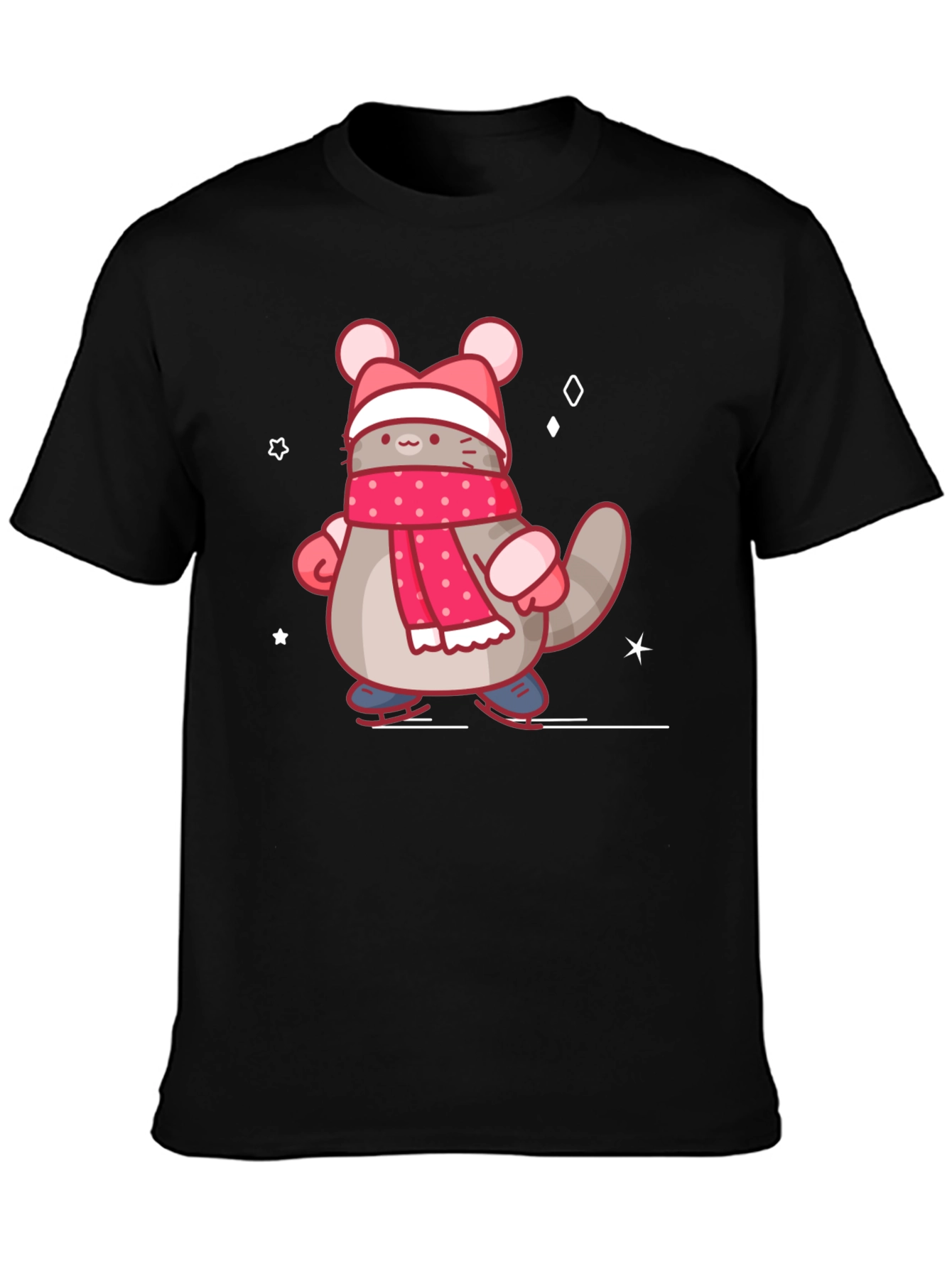 Cute Cartoon Cat in Winter Gear T-Shirt