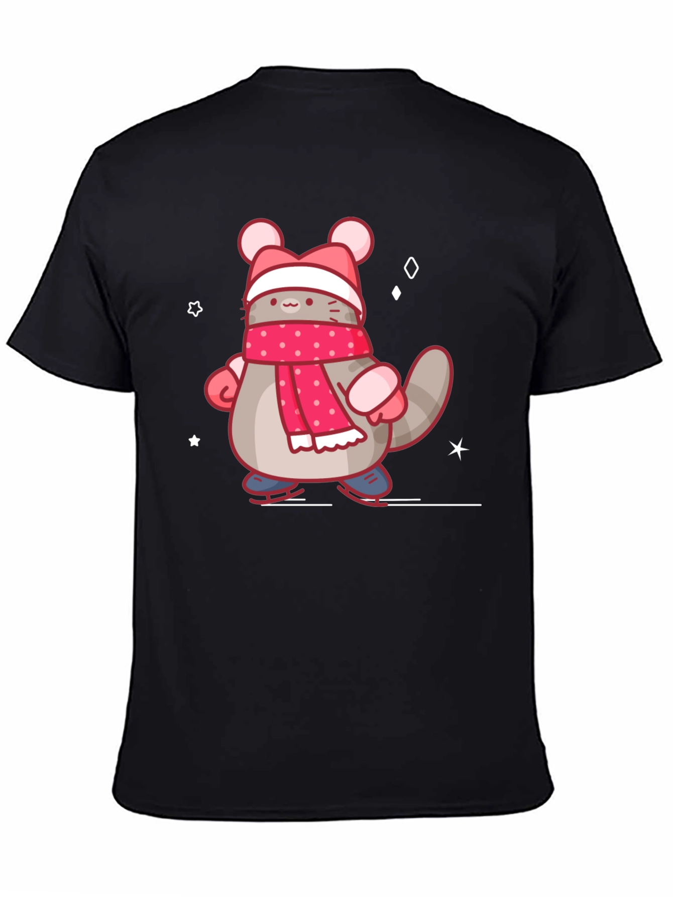Cute Cartoon Cat in Winter Gear T-Shirt