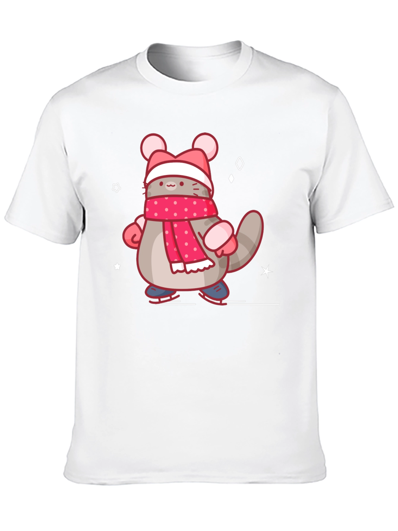 Cute Cartoon Cat in Winter Gear T-Shirt