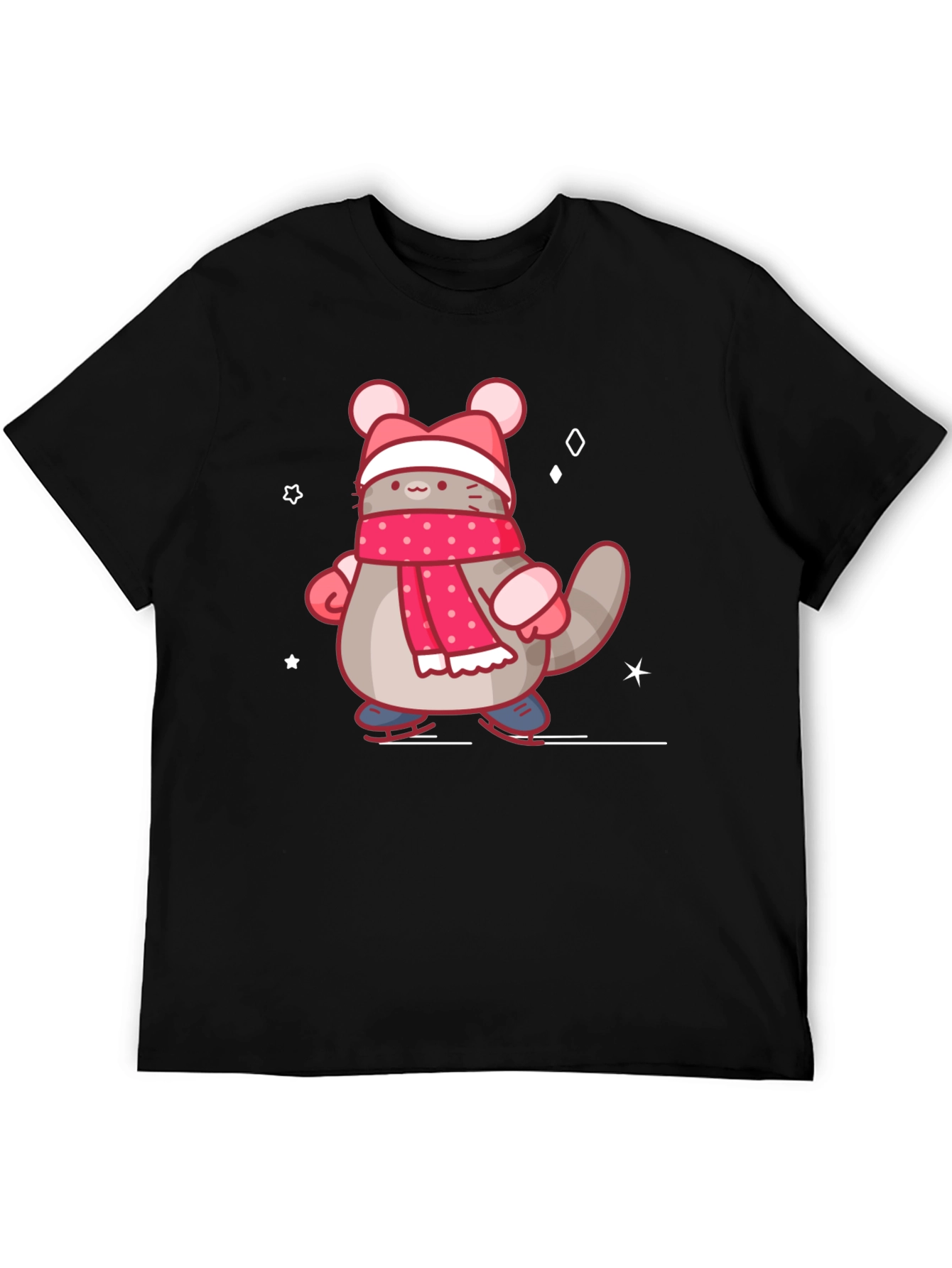 Cute Cartoon Cat in Winter Gear T-Shirt